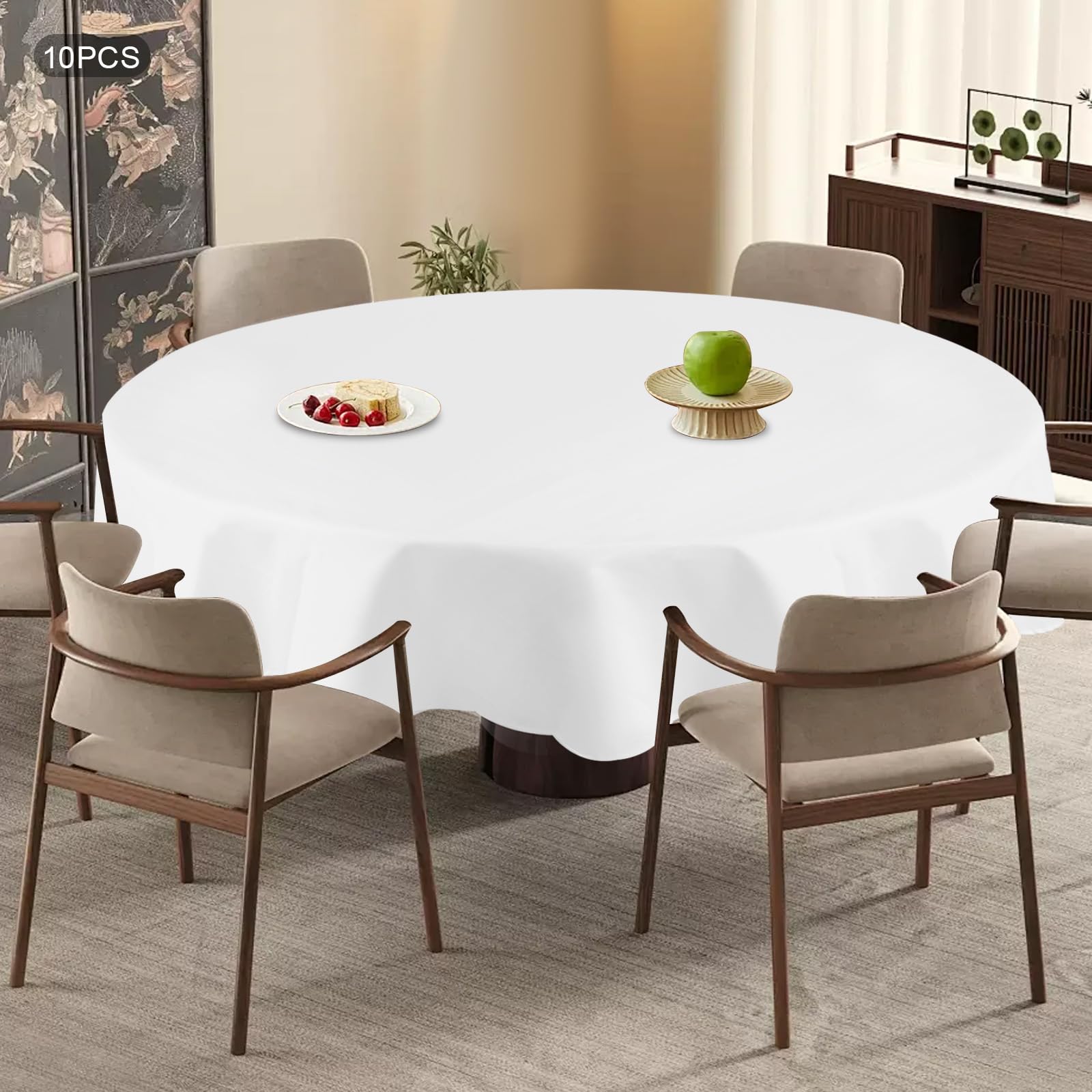 10 manteles de mesa, mantel redondo de 90 pulgadas, manteles lavables para bodas, cumpleaños