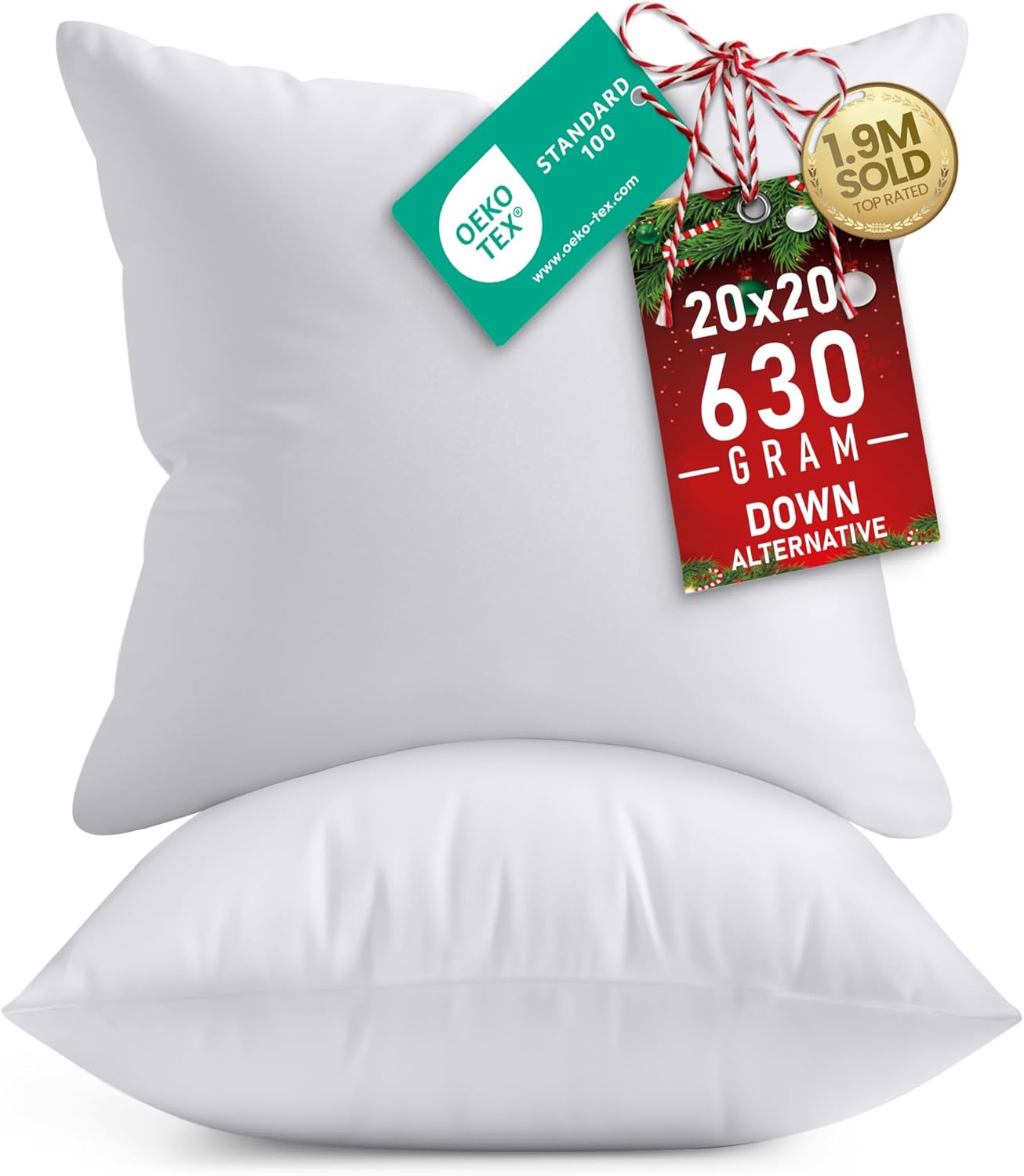 Utopia Bedding Throw Pillows Insert (Pack of 2, White) - 20 x 20 Inches Bed and Couch Pillows - Indoor Decorative Pillow OEKO-TEX STANDARD 100