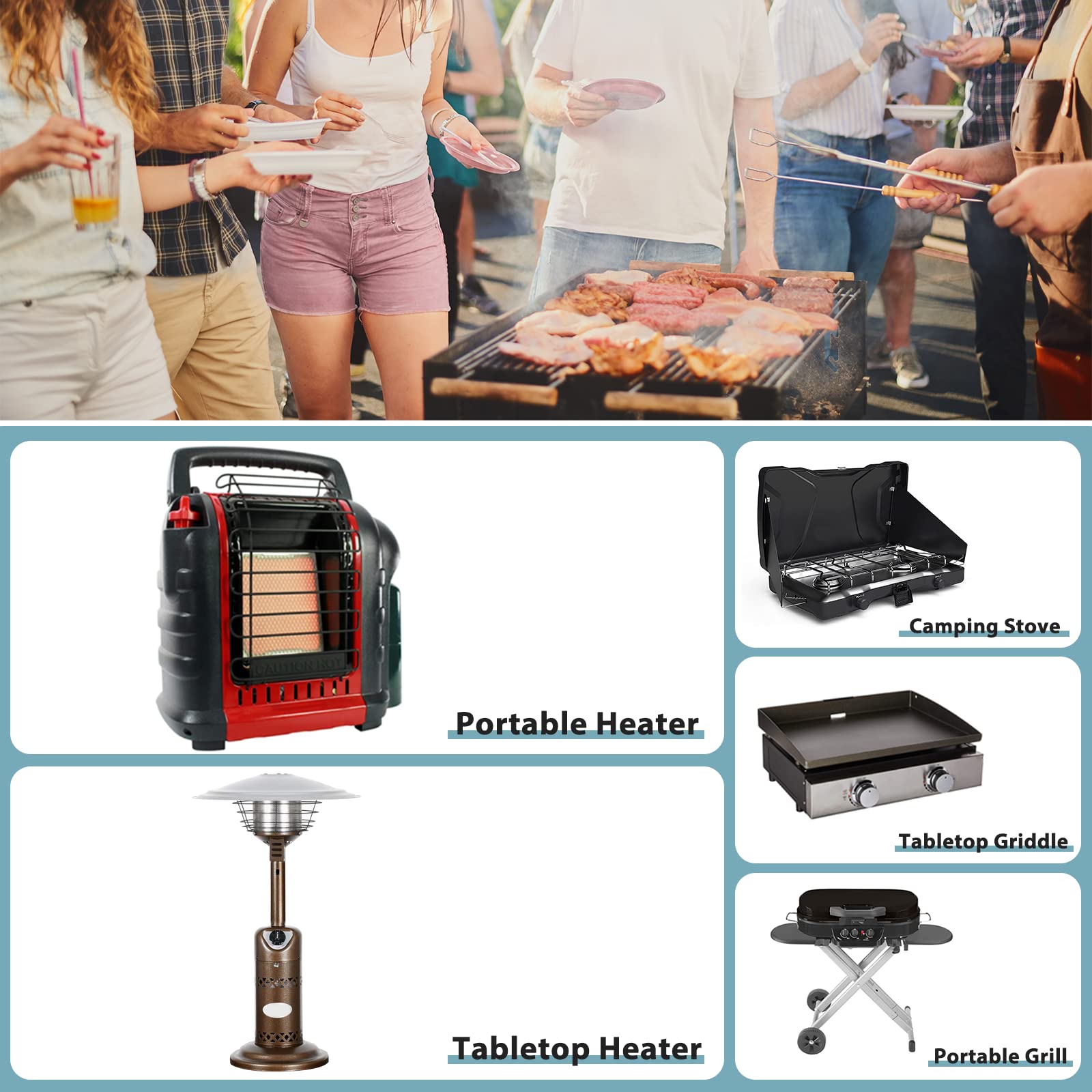 Amazon.com : SHINESTAR Propane Adapter Hose, 18FT Propane Hose for Mr.  Heater Buddy Heater, Blackstone Tabletop Griddle, Portable Propane Camping  Stove and More, Connect to 5-40 lb Propane Tank : Patio, Lawn