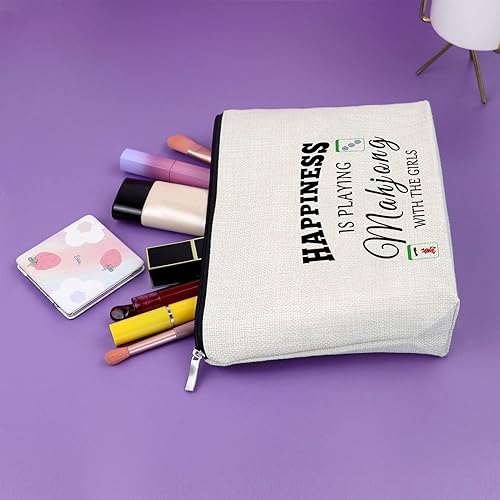 Miniatura 5 de 3 bolsas de maquillaje Mahjong para amantes de los juegos de mesa, regalos divertidos para jugadores de Mahjong, bolsas de cosméticos de la suerte