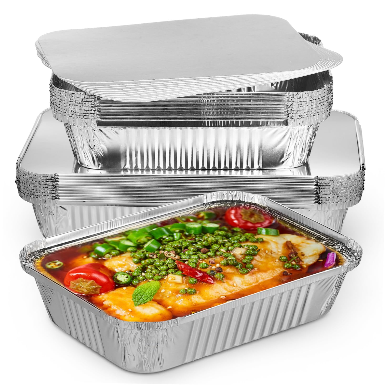 Alipis Lot De 20 Barquettes Carrées En Aluminium Avec Couvercle Pour Conserver Les Aliments Frais