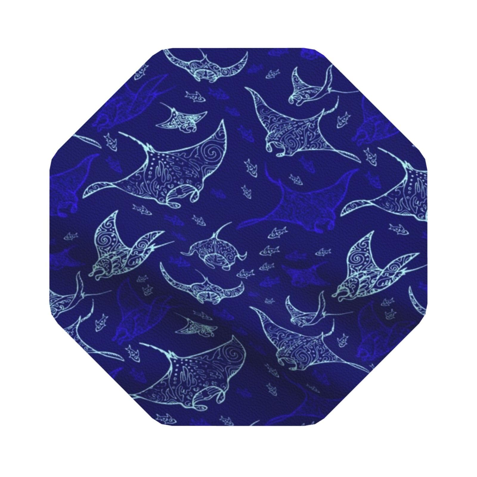 Manta Ray and Fish PU Leather Coasters Set of 6 Octagon Drink Coasters