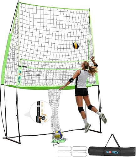 CXRCY Sistema de red de entrenamiento de voleibol, estación de red de práctica de voleibol de 11 x 8 pies con altura ajustable libremente, portátil