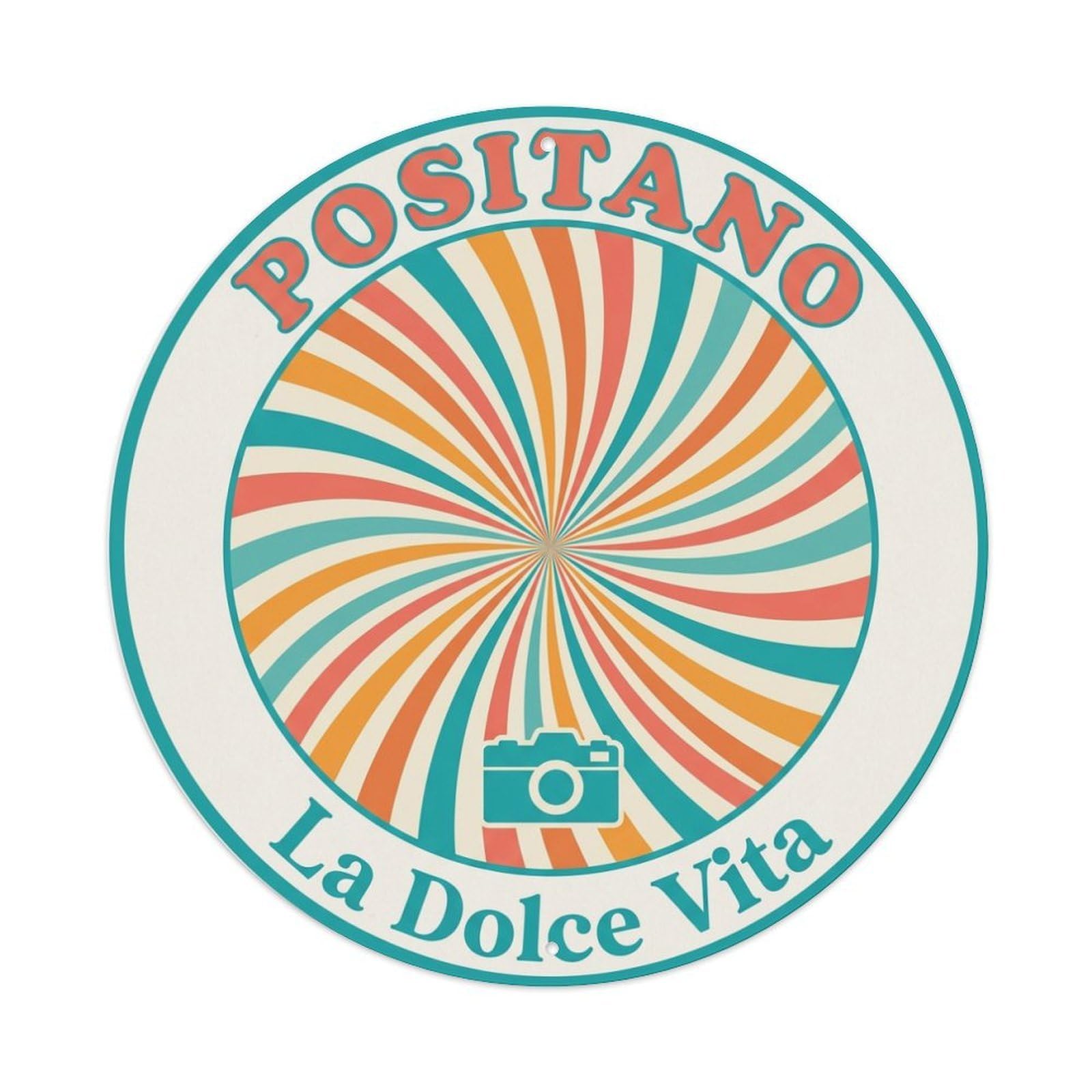 Vintage Travel Positano Italy Treasure Metal Tin Sign