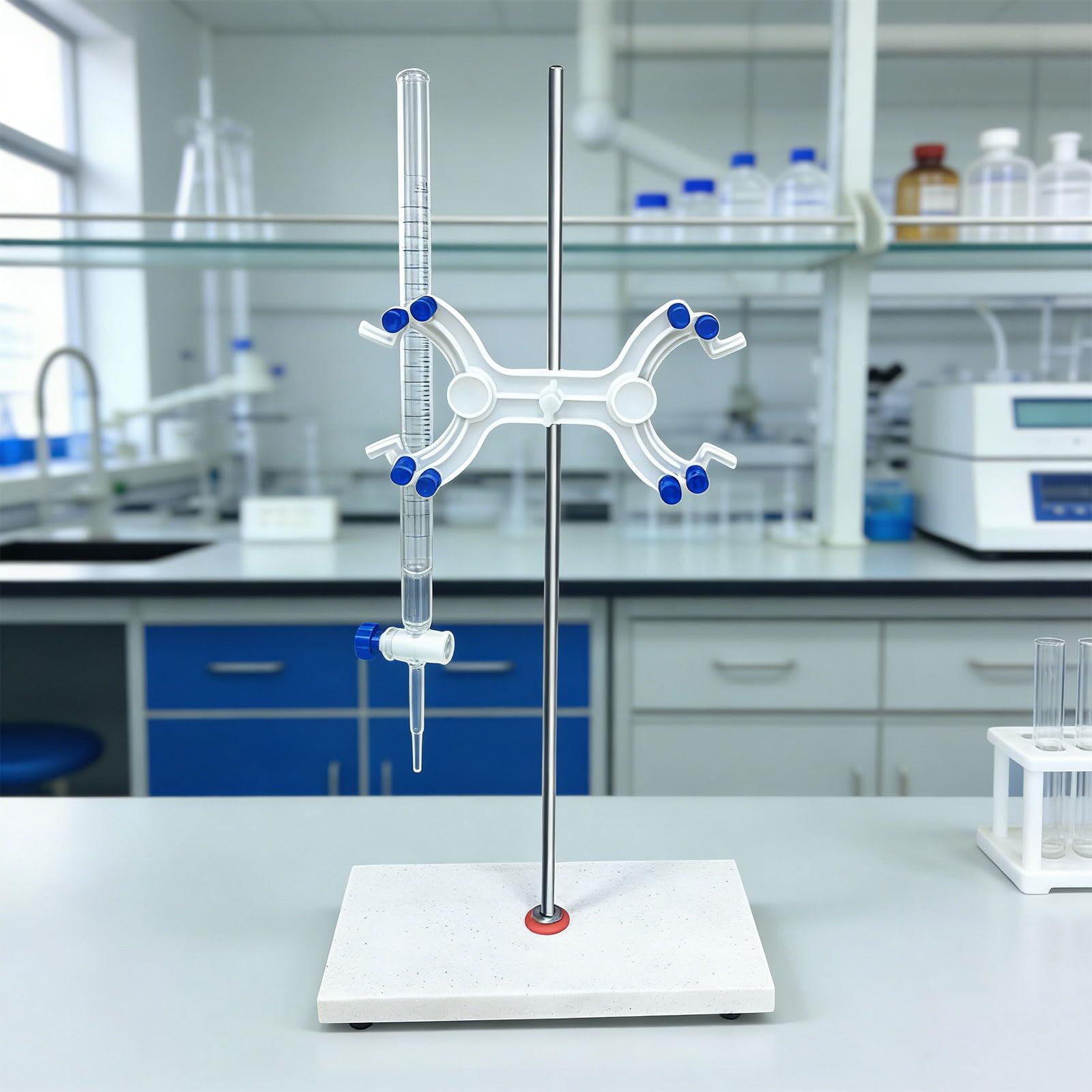 Supporto per burette con base in marmo per laboratori scolastici con morsetto con morsetto a farfalla per esperimenti di titolazione