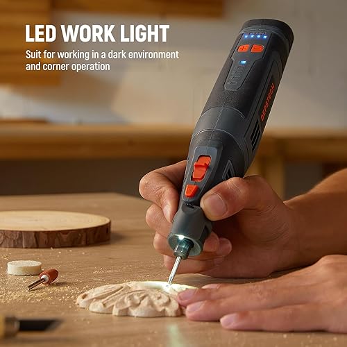 Miniatura 3 de DEPSTECH Kit de herramientas rotativas inalámbricas, batería de 8 V 2.5 Ah más grande, 5 velocidades 30000 RPM máximo, luz de trabajo LED,