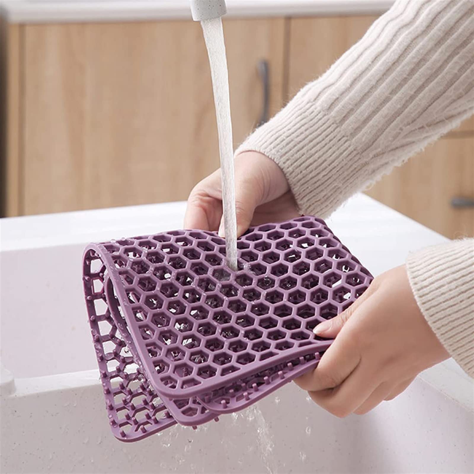 Protectores de Lavabo de Cocina de Silicona, Protector de Silicona for Fregadero, Alfombrilla for secar Platos, mostrador, 30,5x30,5x0,9cm
