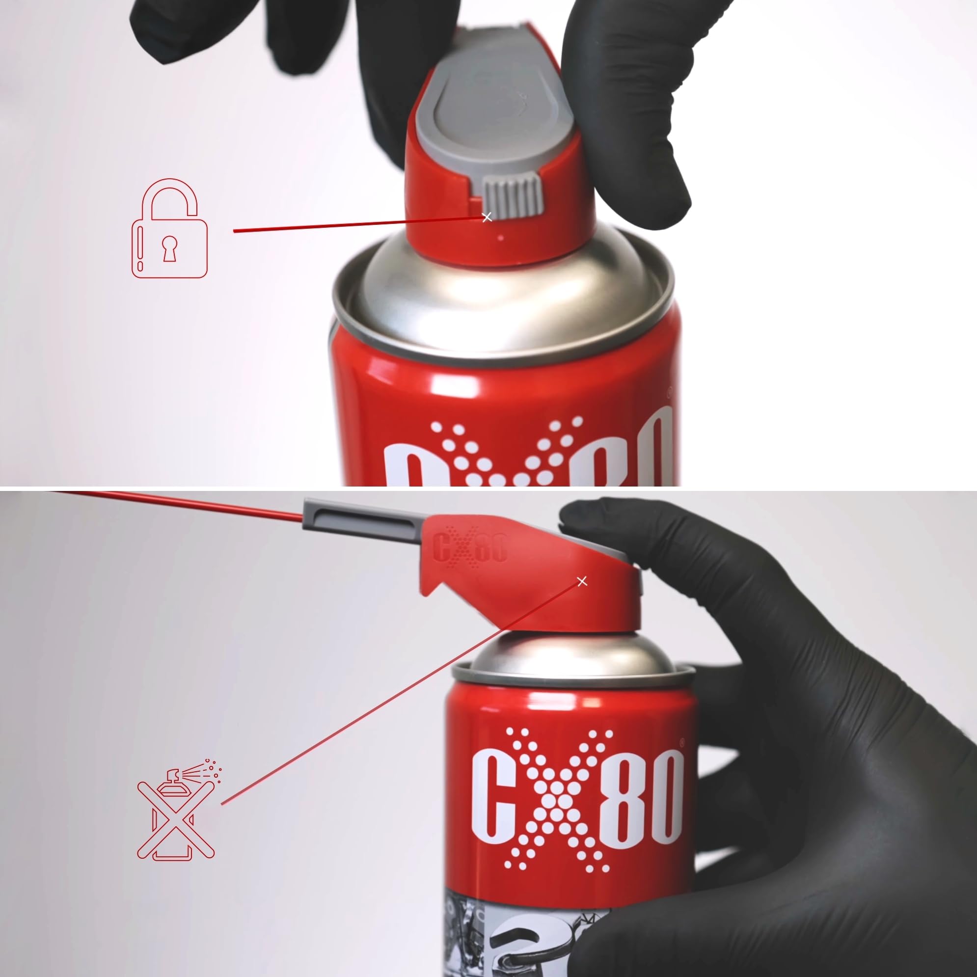 CX80 Teflonspray Spray - Trockenschmierspray, Gleitspray & Multifunktionsschmiermittel - Kettenspray Fahrrad, Motorrad & Industrie - Korrosionsschutz - Bestschweissen.de (6, Duospray 250 ml)