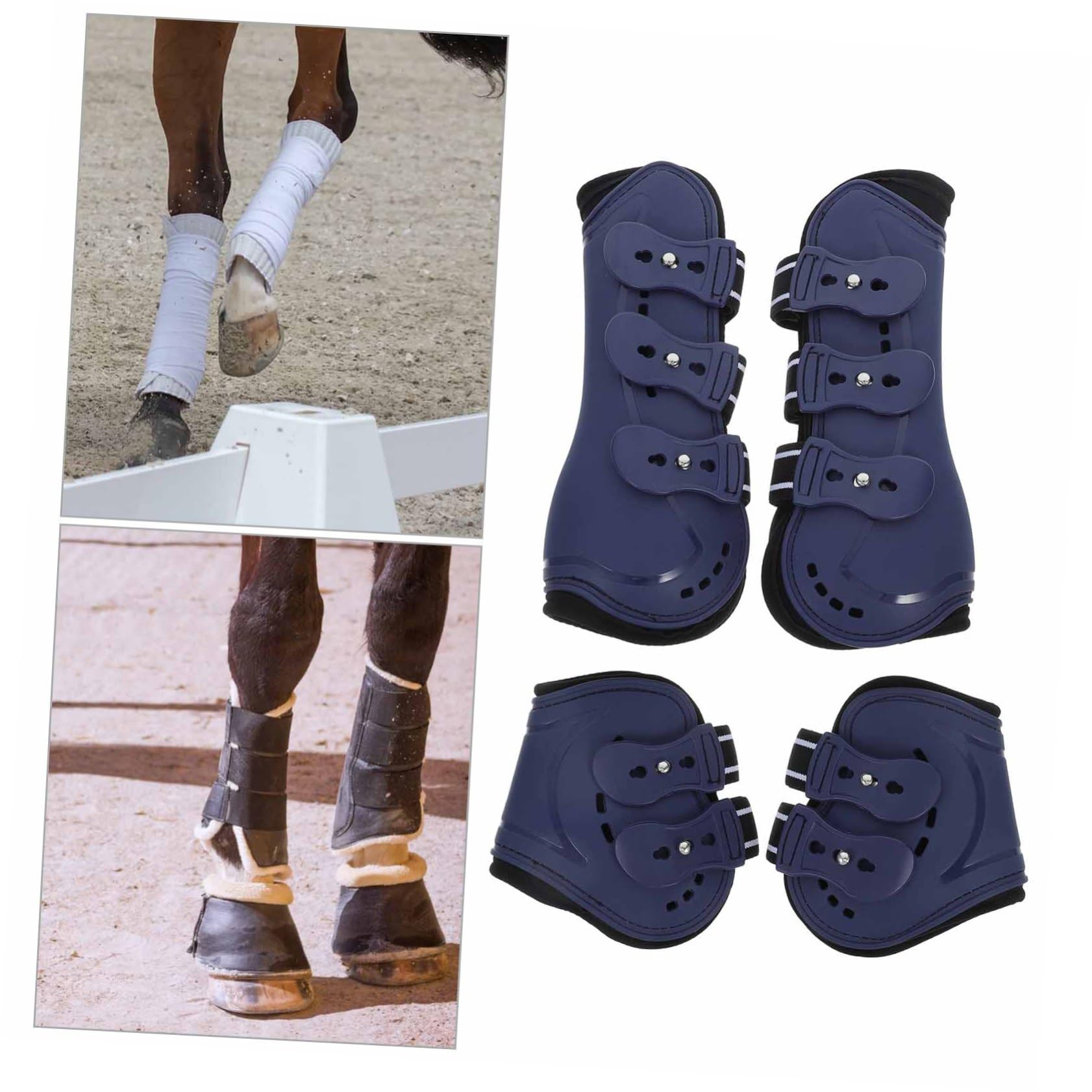 ibasenice 4piezas Botas para Patas De Caballo Protector De Patas De Caballo para y Cuidado Botas De Protección Ecuestre para Tendones Azul Mediano