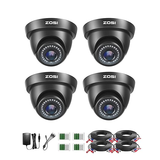 ZOSI 4 Pack 1080P 1920TVL HD-TVI Dome Security Cameras,Night Vision,2MP Indoor Outdoor Home Surveillance CCTV Camera for 1080P/5MP/4K TVI Analog DVR