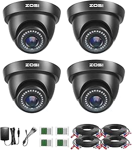 ZOSI 4 Pack 1080P 1920TVL HD-TVI Dome Security Cameras,Night Vision,2MP Indoor Outdoor Home Surveillance CCTV Camera for 1080P/5MP/4K TVI Analog DVR asin的图片