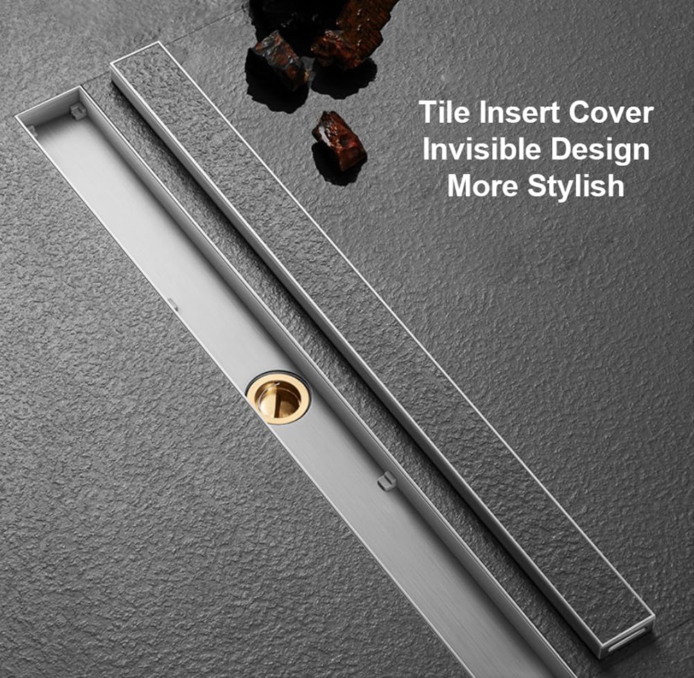 Desagüe de ducha lineal de acero inoxidable 304 con panel de drenaje para baño y balcón (salida lateral de 100 cm)