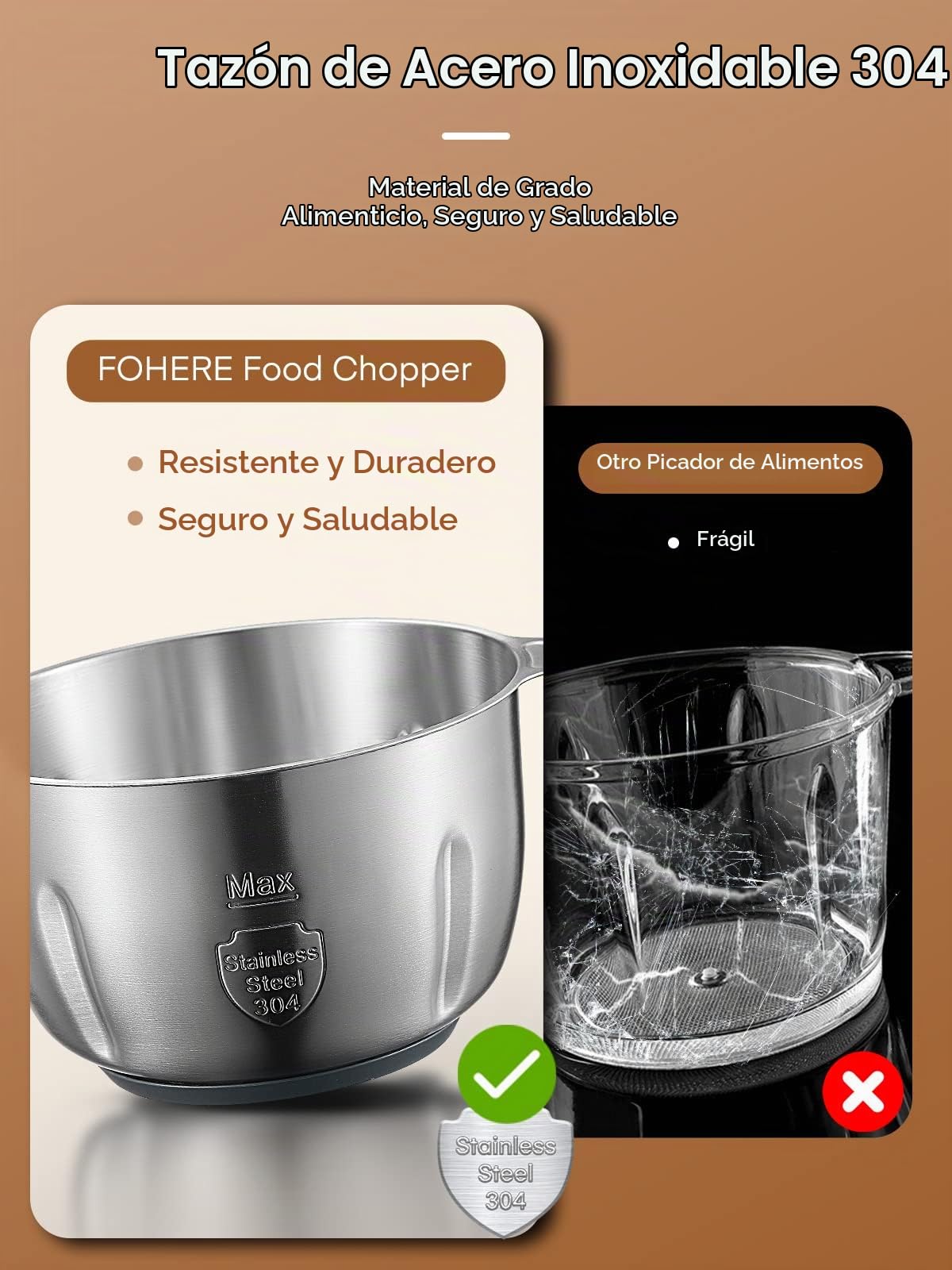FOHERE 350W Picadora Eléctrica de Alimentos 3.5 L Trituradora de Alimentos | de Acero Inoxidable, Picadora de Alimentos con 4 Cuchillas y 2 Velocidades Ideal para Cebolla, Calabaza, Carne, Hierbas