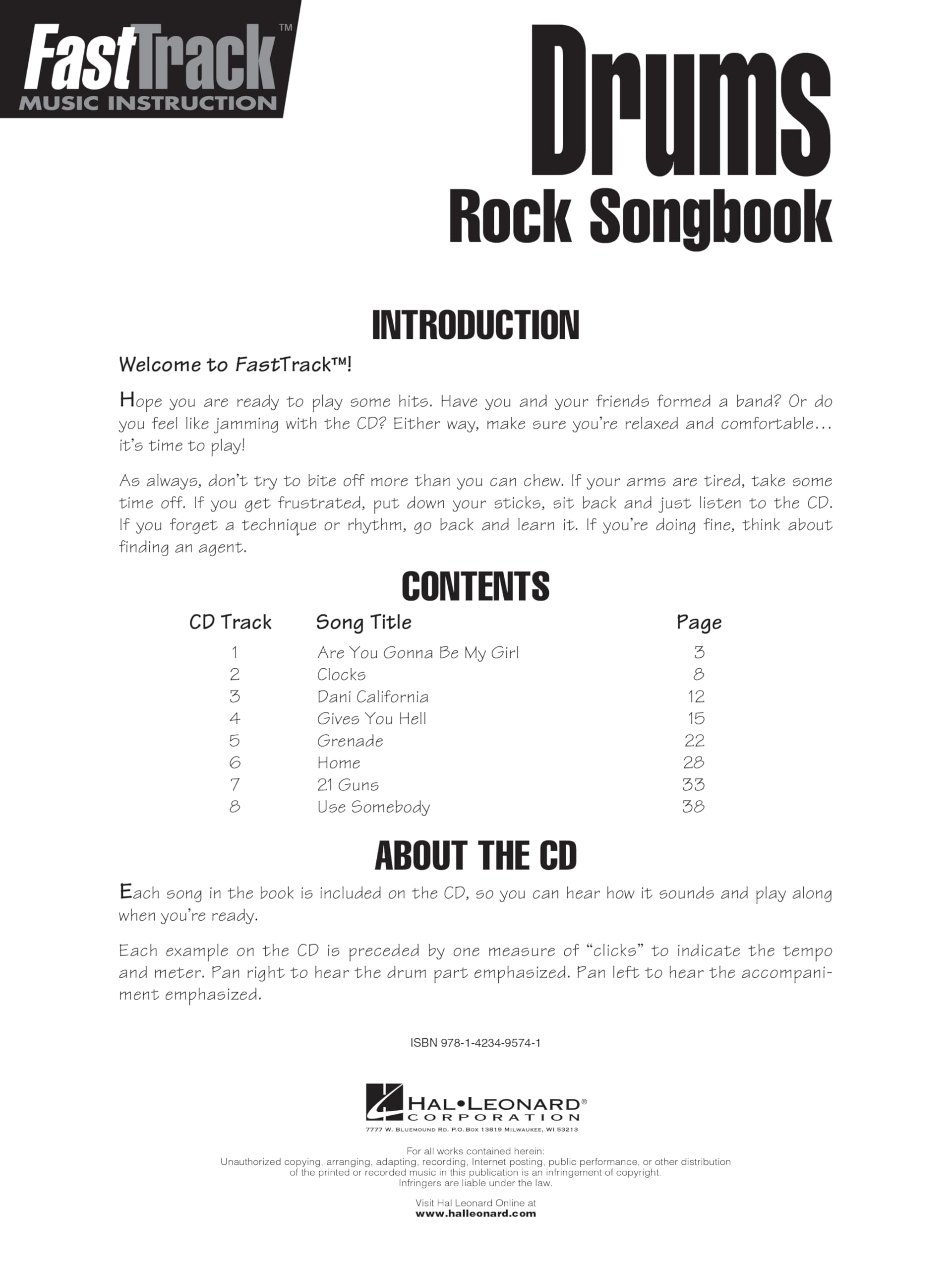 Fasttrack Drums Rock Songbook