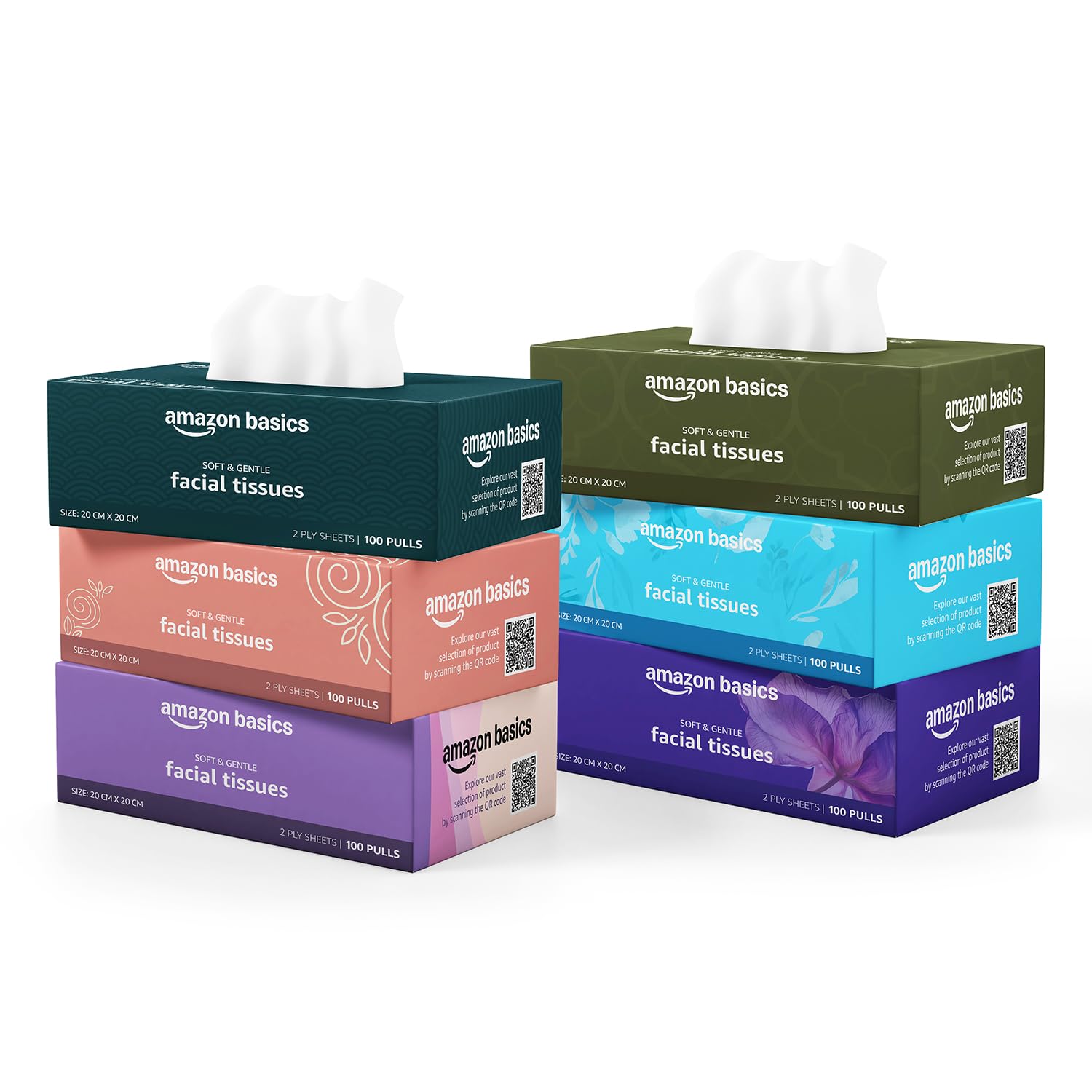 Amazon Basics 2 Ply Facial Tissue Box | 600 Pulls | 100 Pulls X Pack of 6 | Office | Soft & Highly Absorbent Tissues-picture-22