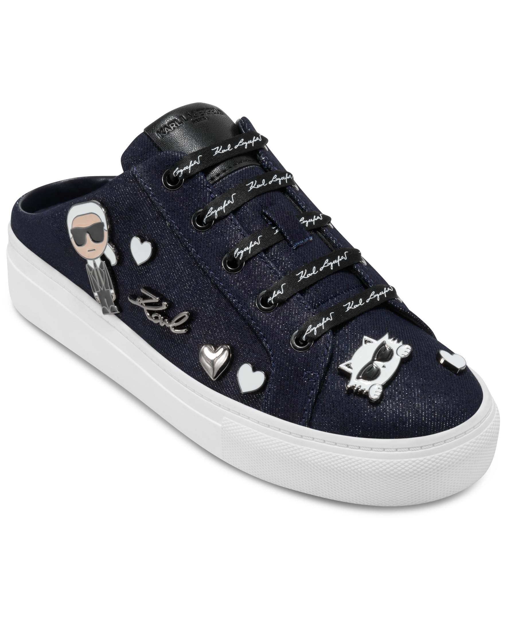 Karl Lagerfeld Womens Cambria Slip on Sneaker Mule with Pins