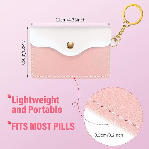 Miniatura 2 de Paquete de 2 pastilleros anticonceptivos paquete de 2 pastilleros de piel sintética de 433 x 3 pulgadas pastillero anticonceptivo con llavero para