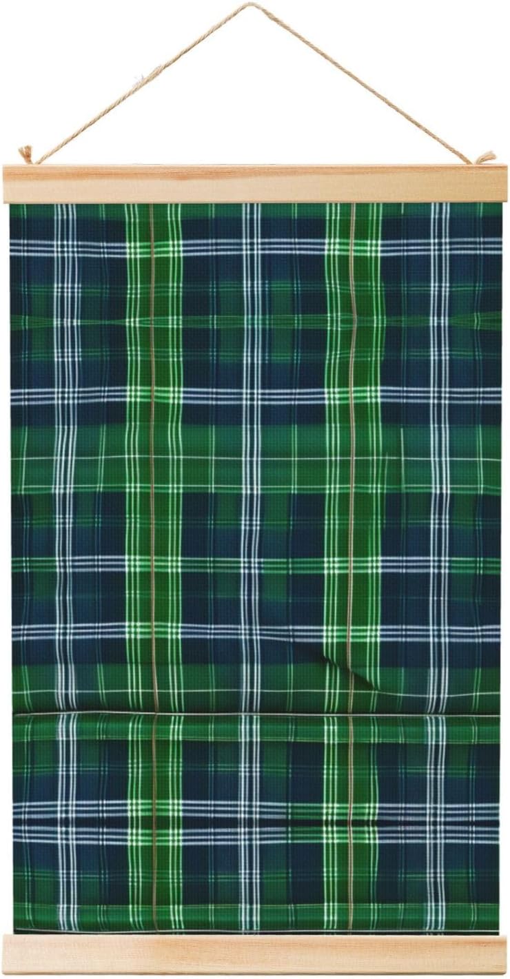Blue Scottish Tartan Print Poster Hanger,Hanging Poster, Poster Frame,Wood Poster Hanger, For Wall Hanging