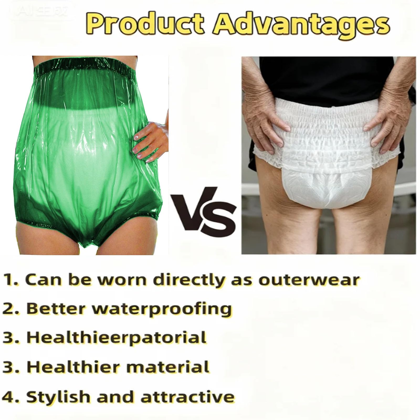 Braguitas Unisex para La Incontinencia, De Talle Alto, Transparentes, Extra Grandes E Impermeables, Cubrepañales para Adultos Tipo Hospital, Plástico LavableGreen,7XL