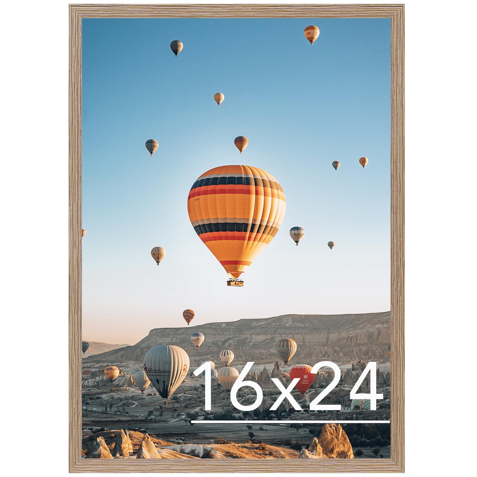 JCJMY 16x24 Picture Frame for Poster Photo Picture and 40x60 cm Canvas, Horizontal and Vertical Formats for Wall Hanging, 16 x 24 Wall Gallery Frame for 16 by 24 Photos Posters, Rustic Brown
