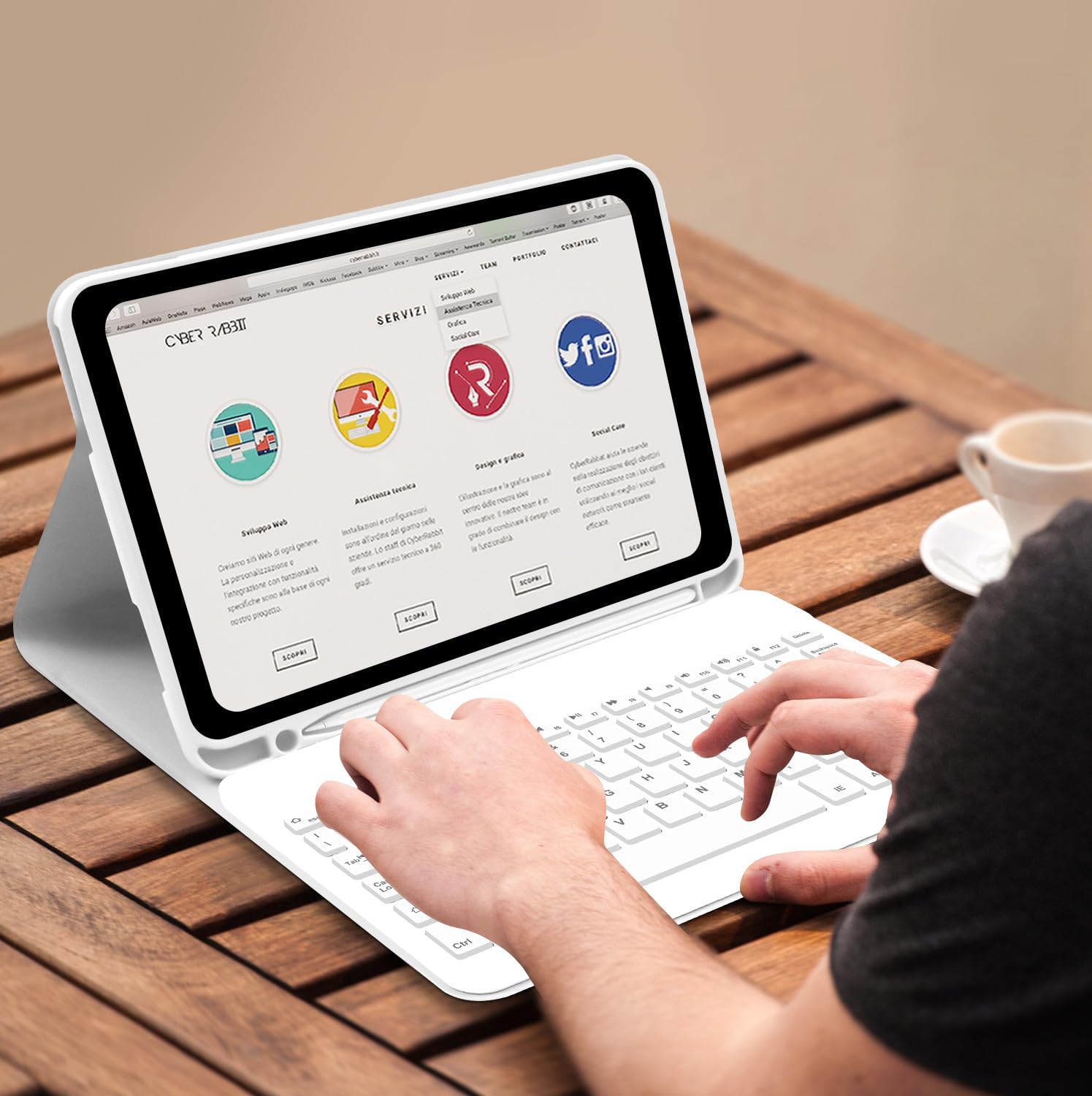 Lielax Tastiera Custodia per iPad 10a Generazione 10.9“2022, Italiano QWERTY Rimovibile Bluetooth Tastiera per ipad 10 Generazione, Custodia con Supporto Pencil per iPad 10 Gen 2022 - Grigio