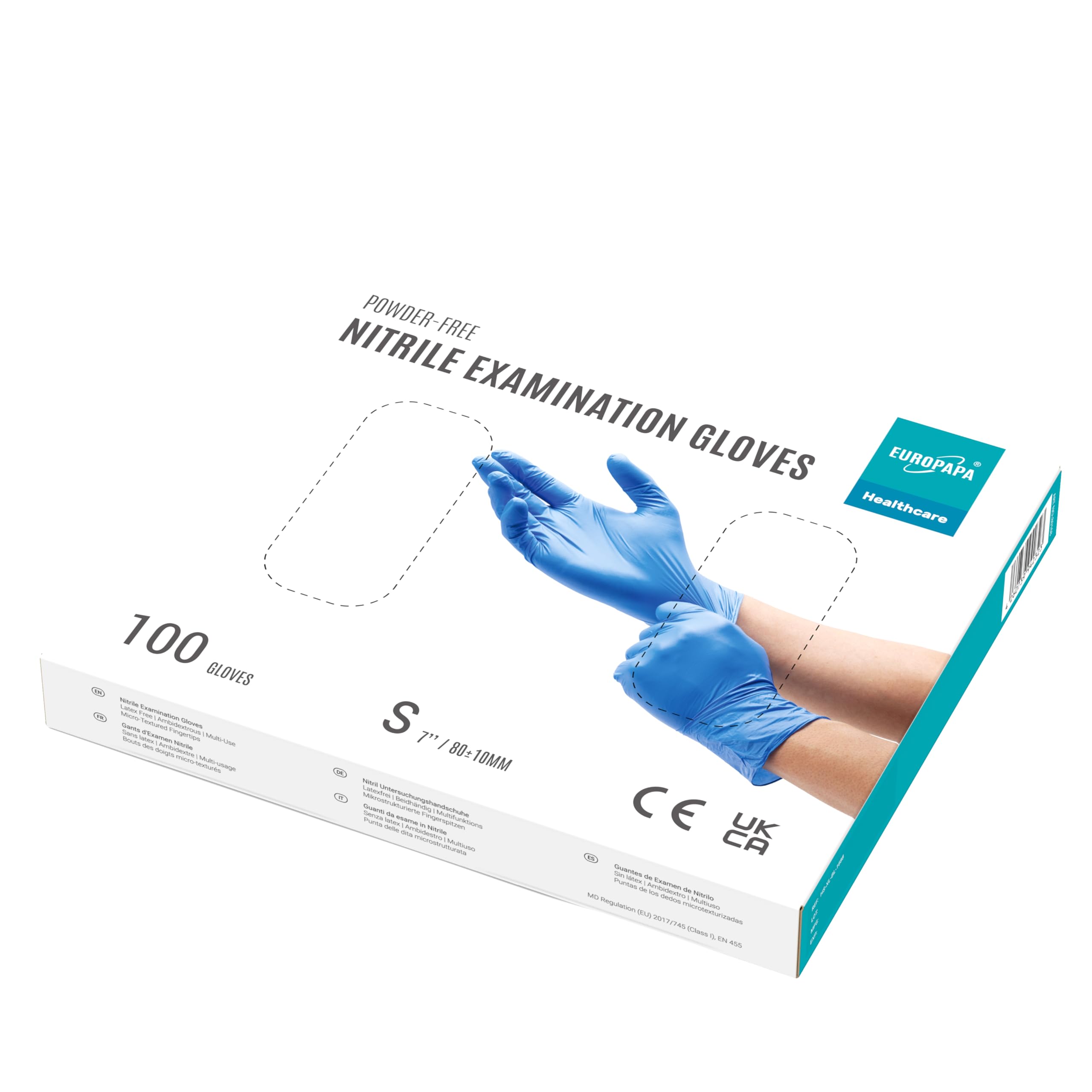 EUROPAPA® 2000 Stück (20x100) Nitrilhandschuhe Box Einweghandschuhe, Einmalhandschuhe, Untersuchungshandschuhe, puderfrei, ohne Latex, unsteril, latexfrei, disposible gloves (S, Ocean Blau)