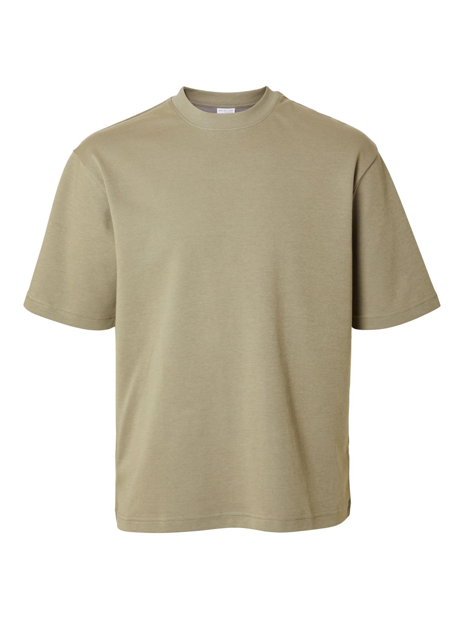 Selected Homme Male T-Shirt Oversized Short Sleeve, Vetiver, XL