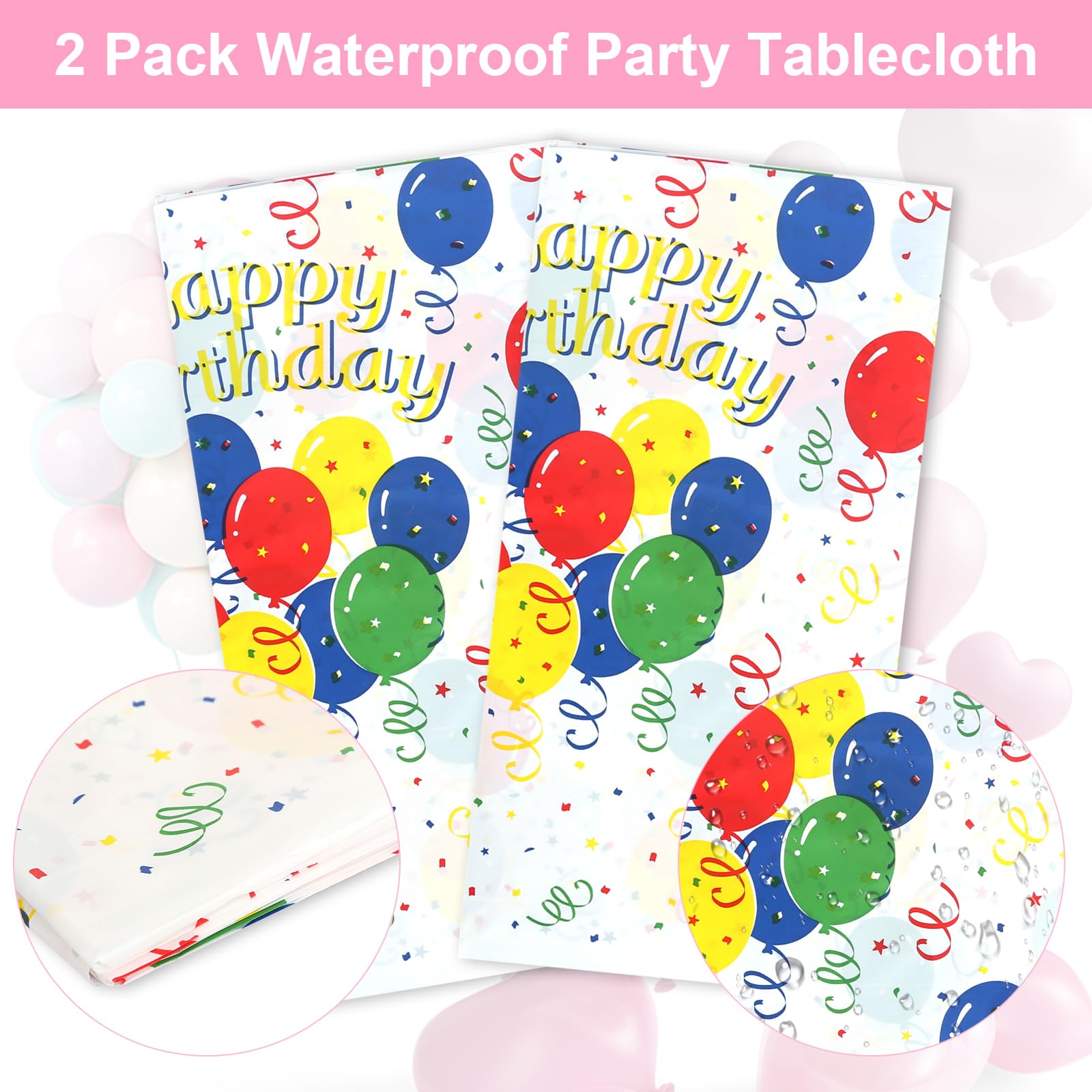 2 stuks blauw tafelkleed feest, blauwe tafelkleden, plastic tafelkleed, rechthoekige wegwerptafelkleden, tafeldecoraties voor verjaardag, picknick, bruiloft, Halloween, kerstfeest, 137 x 274 cm