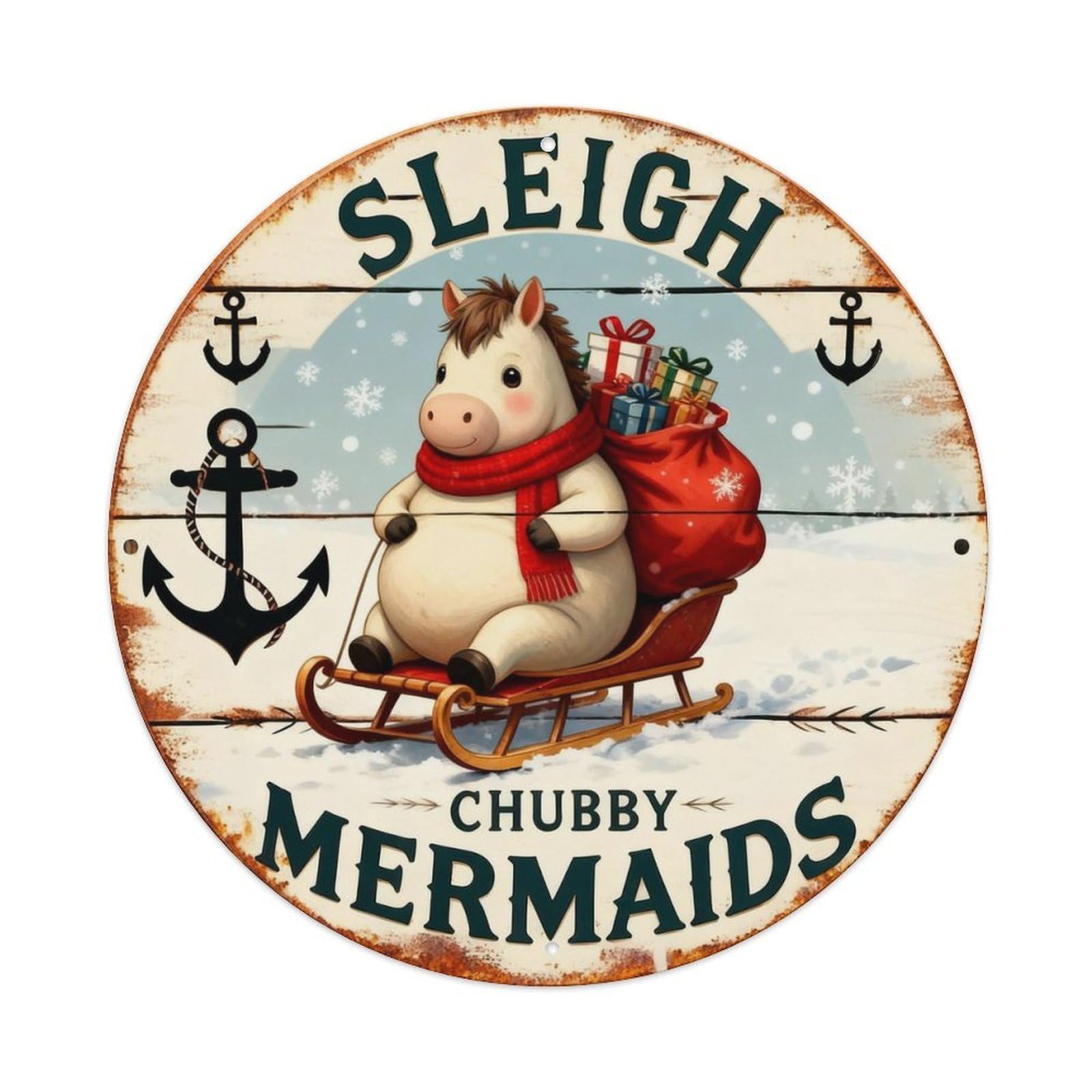 Sleigh Sign Metal Tin Sign Plaque