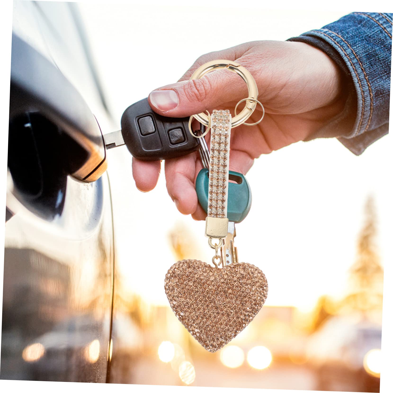 DECHOUS 5stücke Keyring Schlüsselanhänger Mit -herz Für Und Mädchen Glitzernde Dekoration Für Handtaschen Und Autoschlüssel Für Geburtstage Und Feiertage