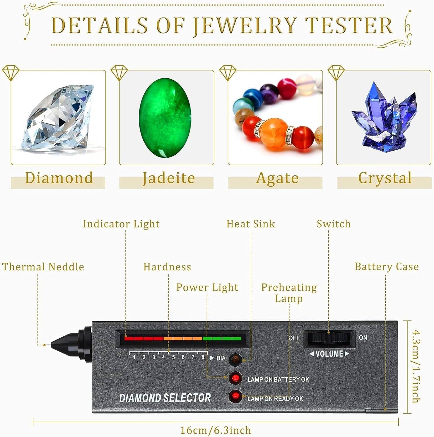 Diamond Tester Pen,Jewelry Diamond Tester Pen+30X 60X Mini LED Magnifying Jewelry Eye Loupe Jewelry Distinguish Tool Professional Diamond Selector for Novice and Expert