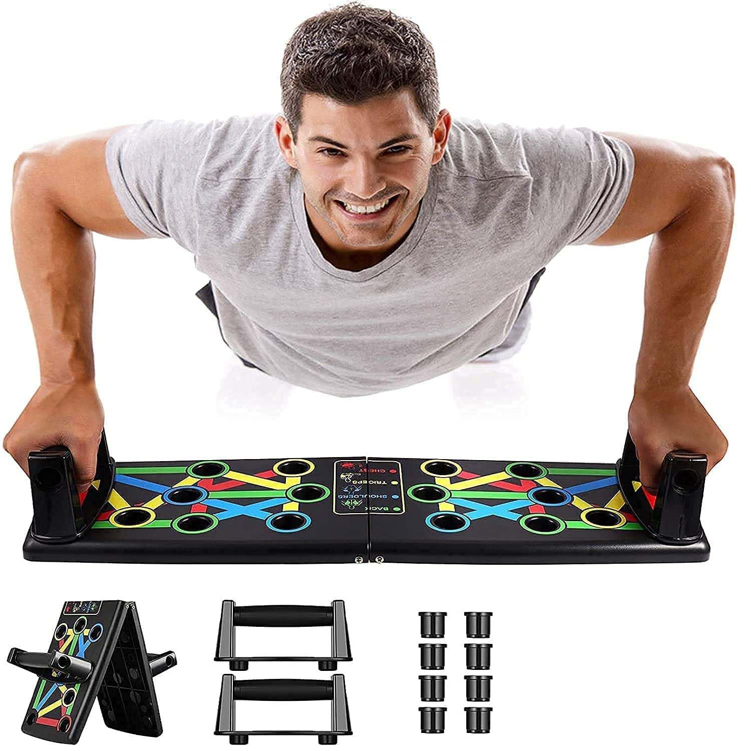 Shopeleven Pushup Board, 15 in-1 Push Up Board for Men push-up bar, push-up stand, gym equipment for men, exceeding equipment, chest workout equipment, Fitness Training, Exercise (Pack of 1)