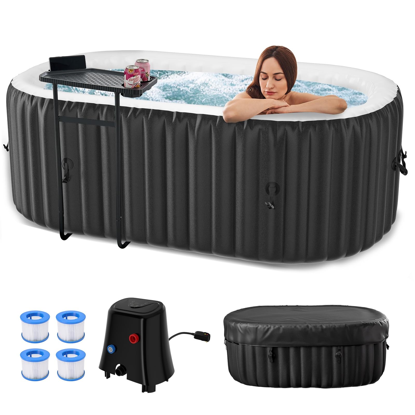DoCred Inflatable Hot Tub with Bubble Jets, 75' X 47' X 25' Oval