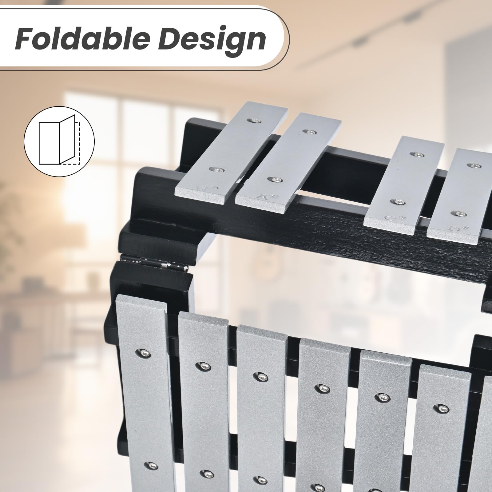 Xylophone Glockenspiel pliable à 30 notes, kit d'instruments de percussion pour adultes et enfants, kit de cloche professionnel pour débutant, comprend 2 maillets et un sac de transport