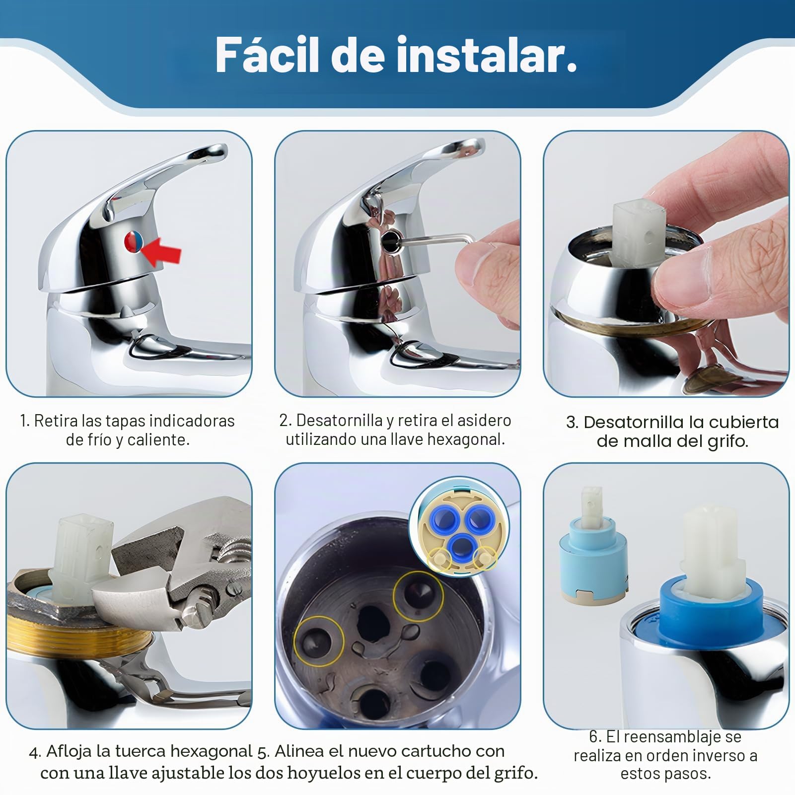 2 Piezas Cartucho de Grifo de 35MM, Cartucho de Cerámica para Grifo Monomando Cocina Lavabo Ducha, Repuesto Universal Cartuchos para Grifos 35MM