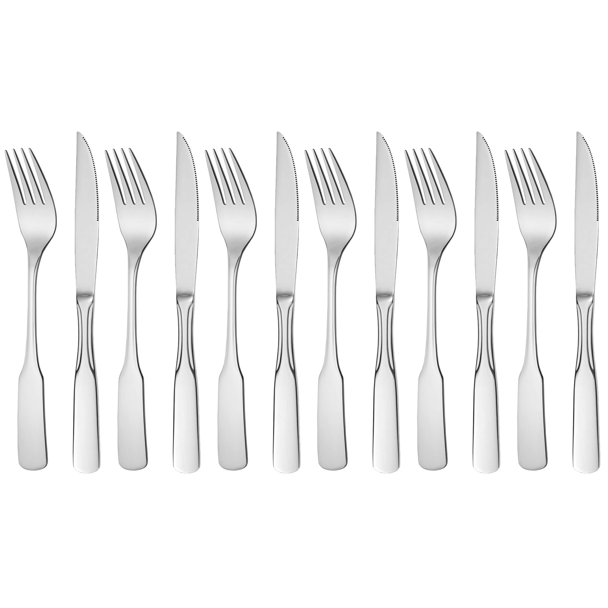 GRÄWE Steakbesteck Set für 6 Personen – 12-teiliges Spaten-Design, Edelstahl 18/10