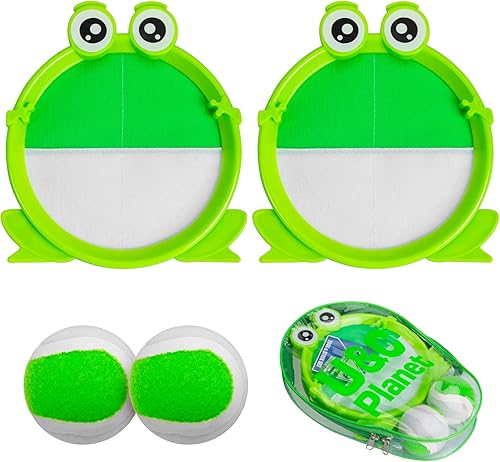 Miniatura 10 de EVERICH - Juego de pelota para lanzar y atrapar versión actualizada 8 pulgadas juguete para niños y adultos 2 raquetas 2 bolas 1 bolsa Azul oscuro,