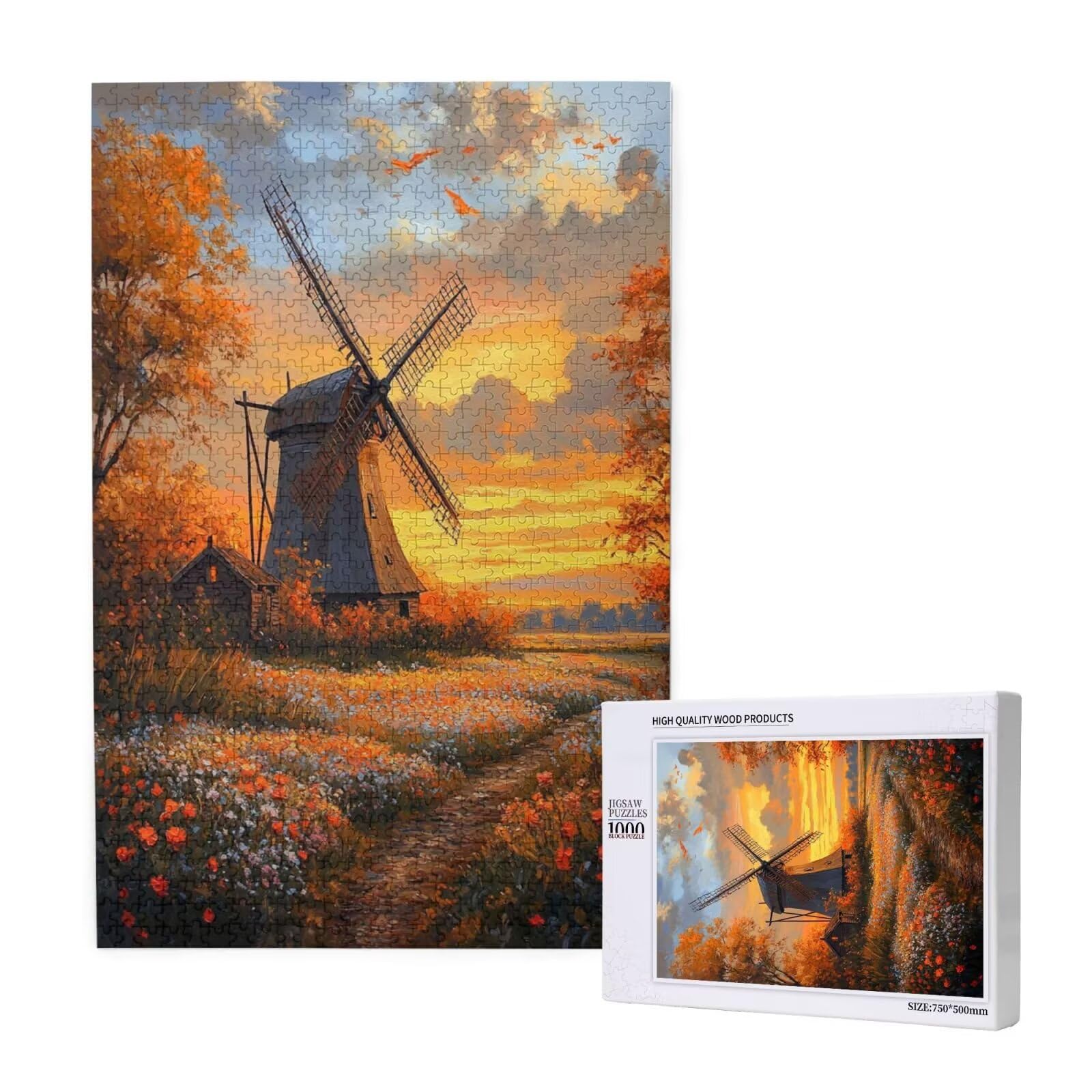 Puzzles Paisaje 1000 Adultos, Puzzle Otoño con Cajas y Cartel, Juego Clásico de Puzzle Arte para Entretenimiento Adultos, Regalos de Decoración del Hogar para Pasatiempos Creativos de Mujeres 2T-1448