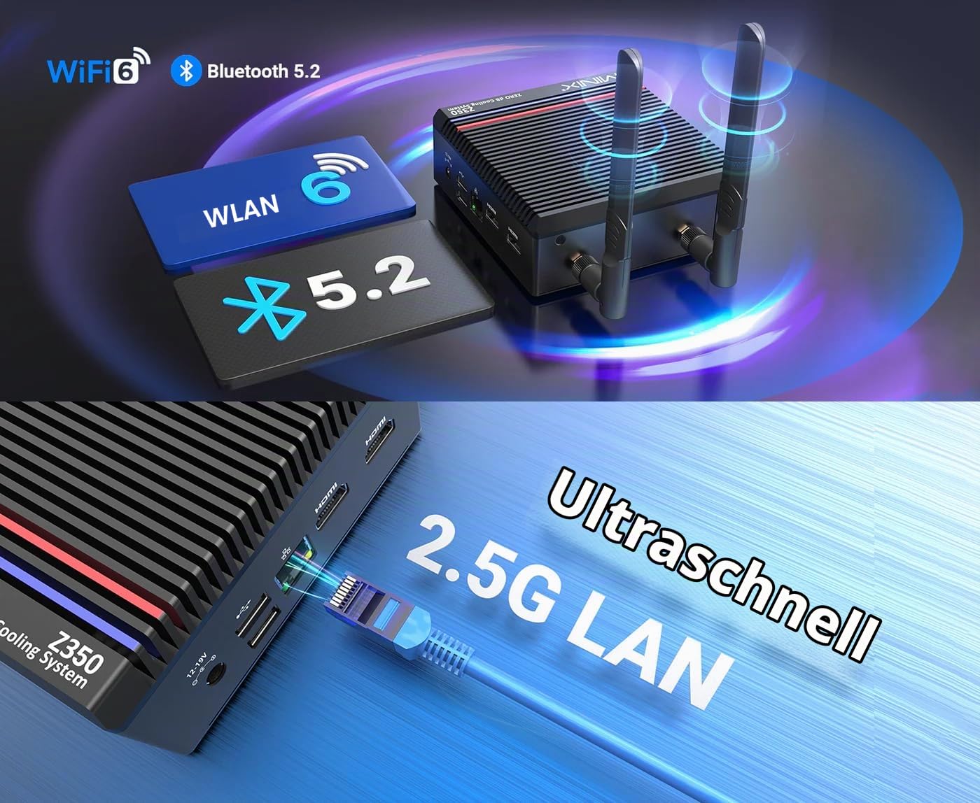 MiniX NEO Z350-0dB Fanless Mini-PC Intel Core i3-N350 16 GB RAM 512 GB SSD Windows 11 Pro