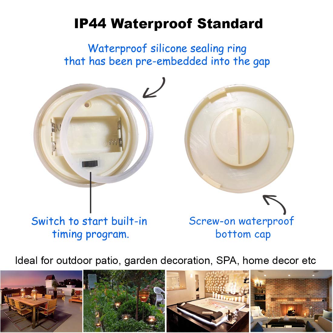 2 Candele LED Senza Fiamma Impermeabili - Timer 6 Ore, Tremolio Realistico, Per Esterni E Interni - Foto 5