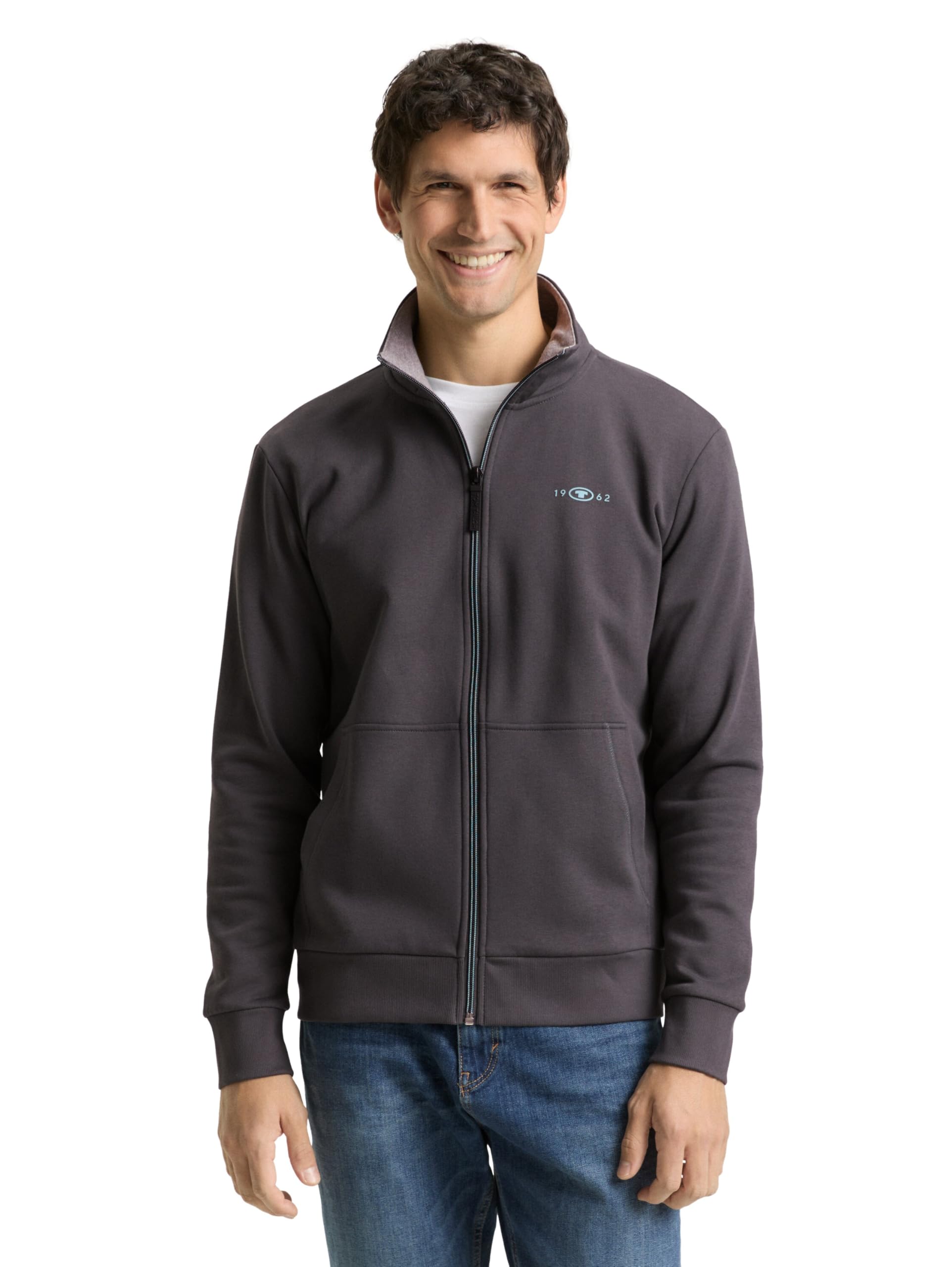 Tom Tailor Herren Sweatjacke mit Stehkragen