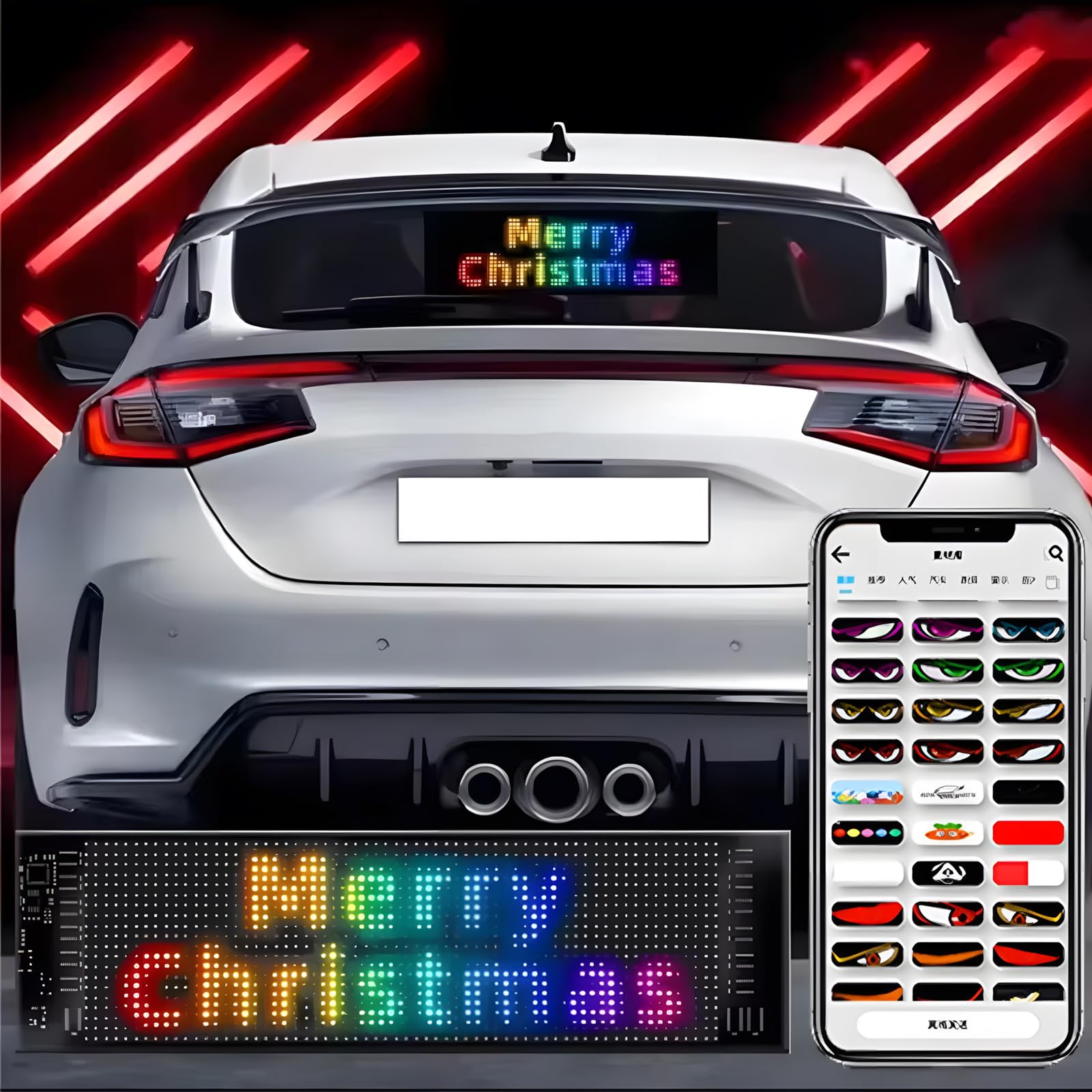Occhi led per Camion e auto, Display Flessibile Programmabile, Luce Colorata