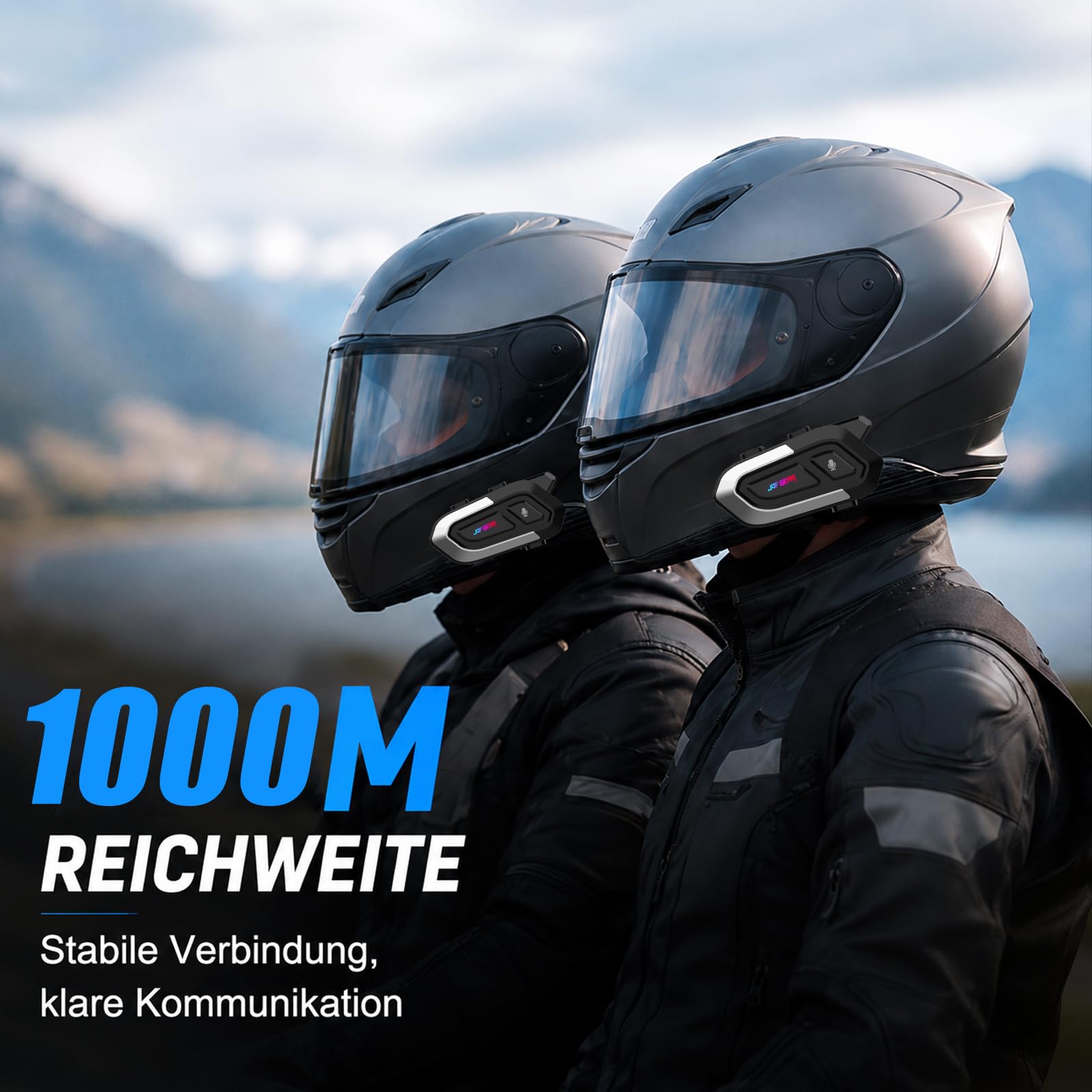 Intercom Moto Bluetooth JW01 SystèMe de Communication Hard Mic | Écouteurs Casque Moto 2 Personnes 1000m BT5.4 IP67 Étanche Réduction Bruit Appels Vocaux et Contrôle Musique