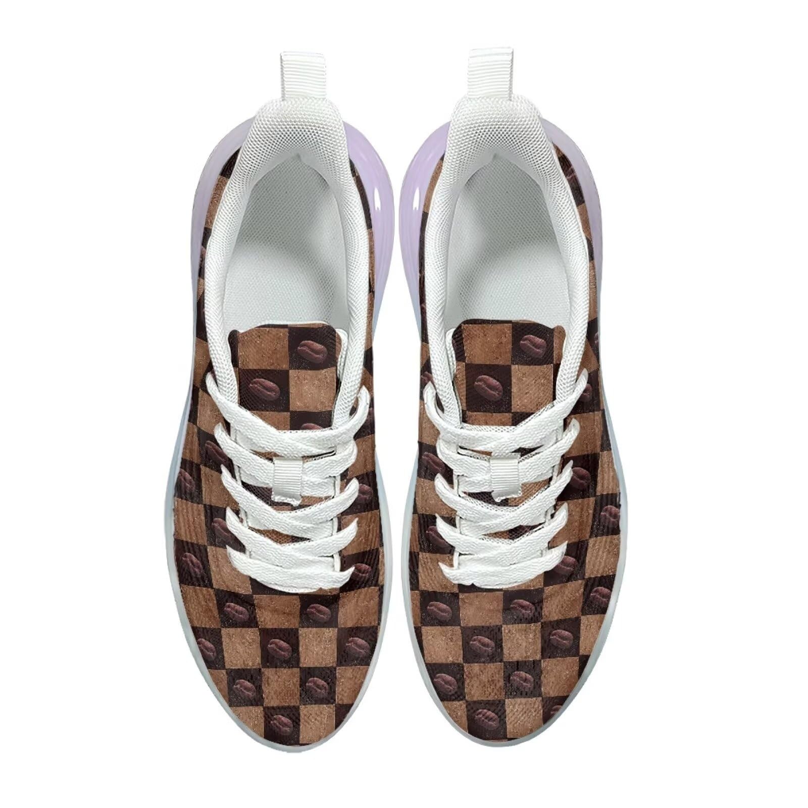 Fuxowvby Coffee Beans Sneaker for Women Casual Comfortable Low Top Air Cushion Cross Training Shoes Sneaker Workout Jogging Travel Athletic Hiking Walking Sneakers for Teen Girls US 8.5