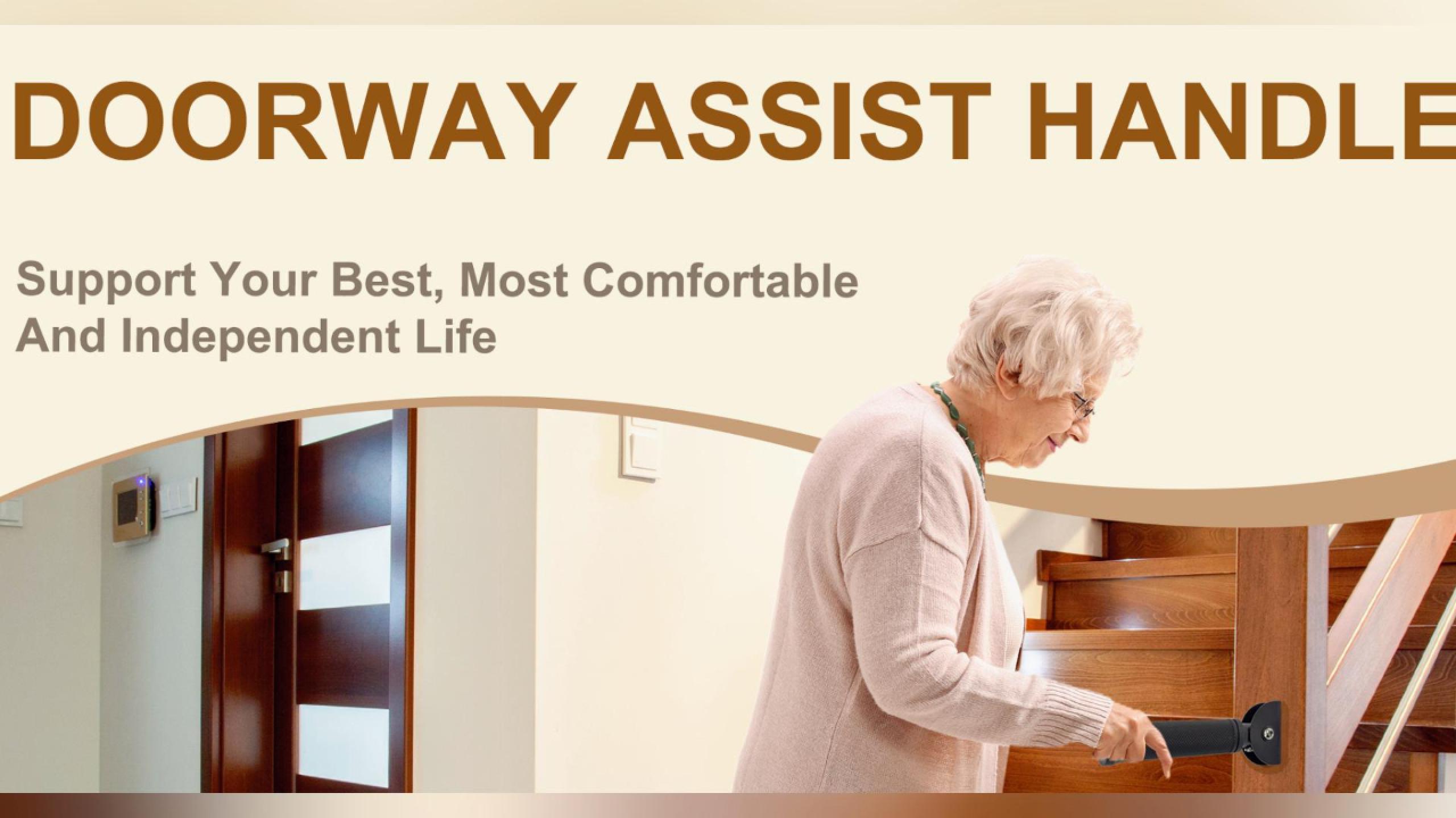 Folding Grab Bars For Stairs & Doorways - Flip-Up Assist Handle For Seniors, Elderly, & Mobility Support, Holds 300 Lbs