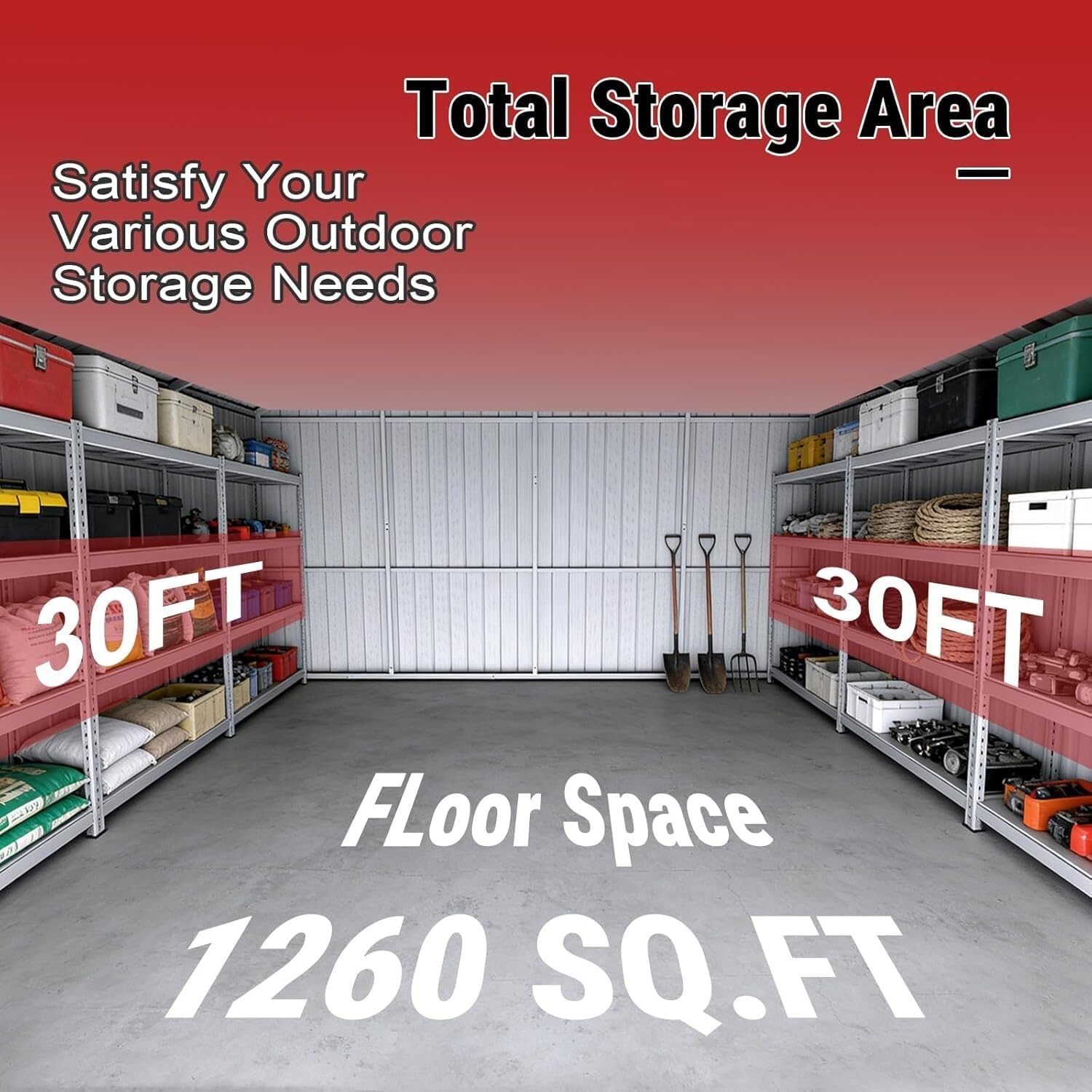 42×30FT Brown Metal Storage Shed & Barn Garage, Heavy-Duty 14-Gauge Steel Building with Roller Doors, 26-Gauge Galvanized Powder-Coated Outdoor Shelter for RV, Tractor, Boat & Farm Tools, Large