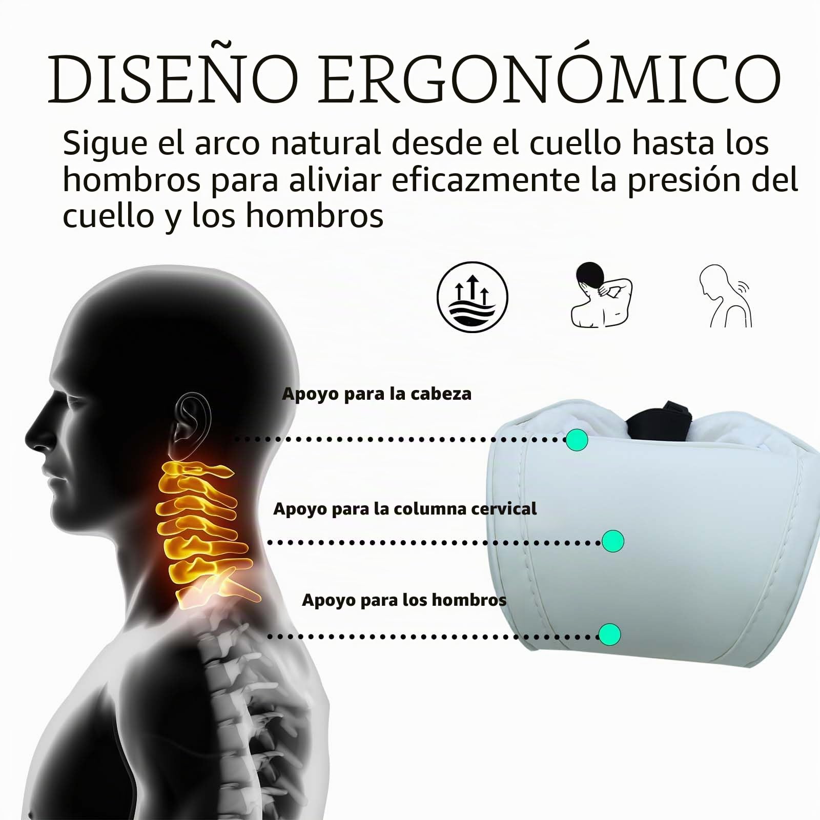Almohadas Suaves para el Cuello del Coche para el Asiento de Conducción con Correa Ajustable Universal Fit Cuello Cojines de Descanso para Viajes/Oficina/Hogar, 2pc Blanco