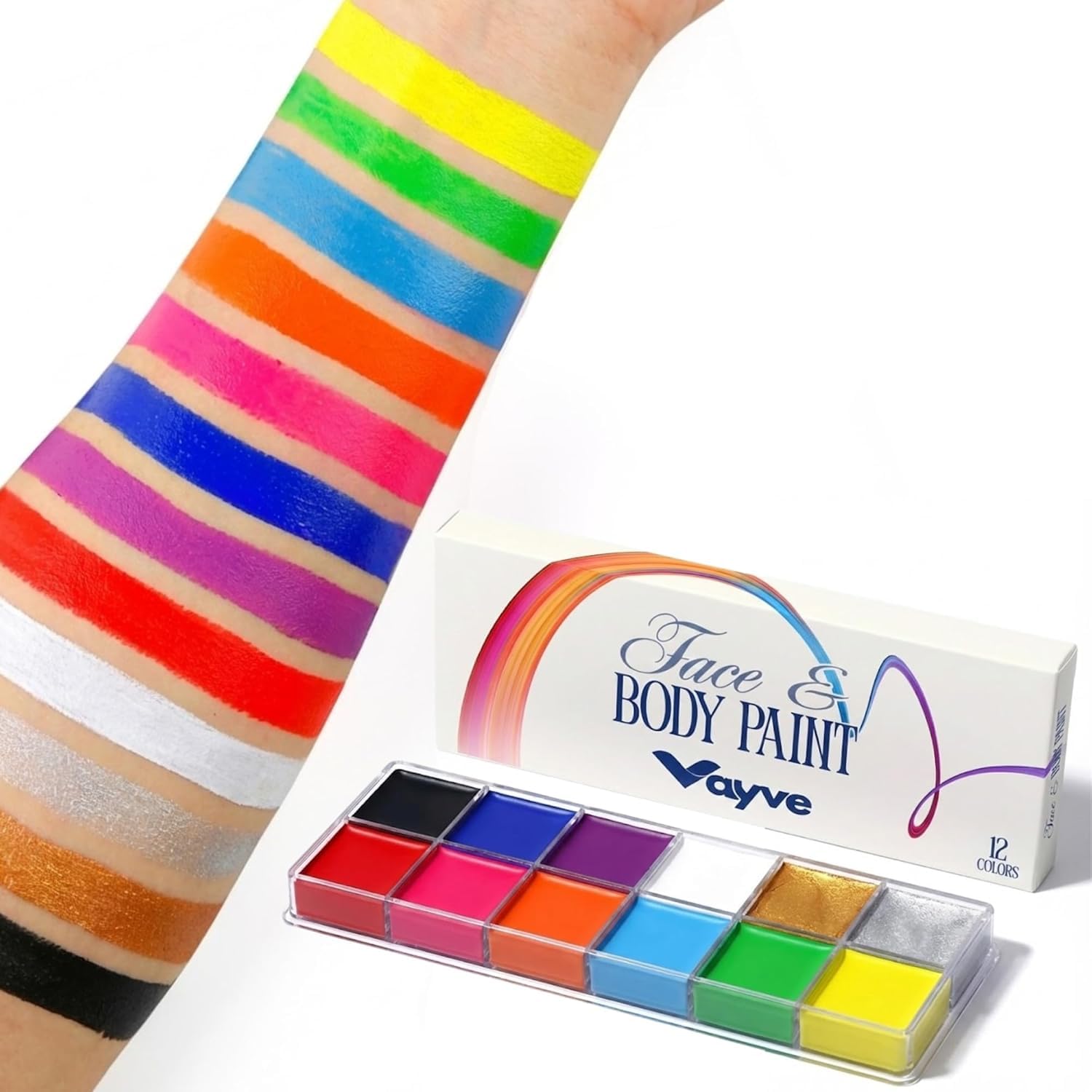 Face Body Paint Oil Palette, Professional Flash Non Toxic Safe Tattoo Halloween FX Party Artist Fancy Makeup Painting Kit For Kids and Adult (12)-picture-29