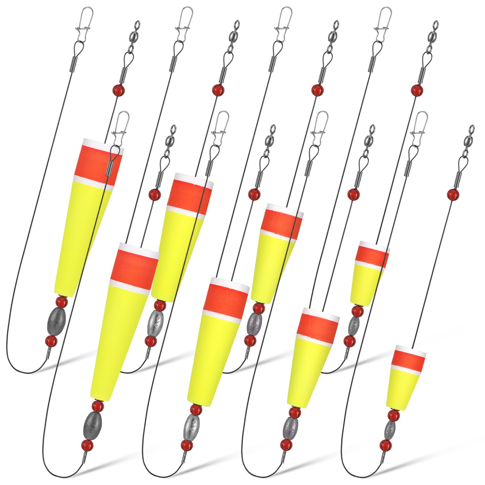 VercanMonth 8 Pcs Popping Corks Floats for Saltwater Fishing Bobbers Popping Cork Weighted Floats with 4 Size Fishing Tackle Popping Cork Float Rig Rattle Tackle for Saltwater Redfish Sheepshead