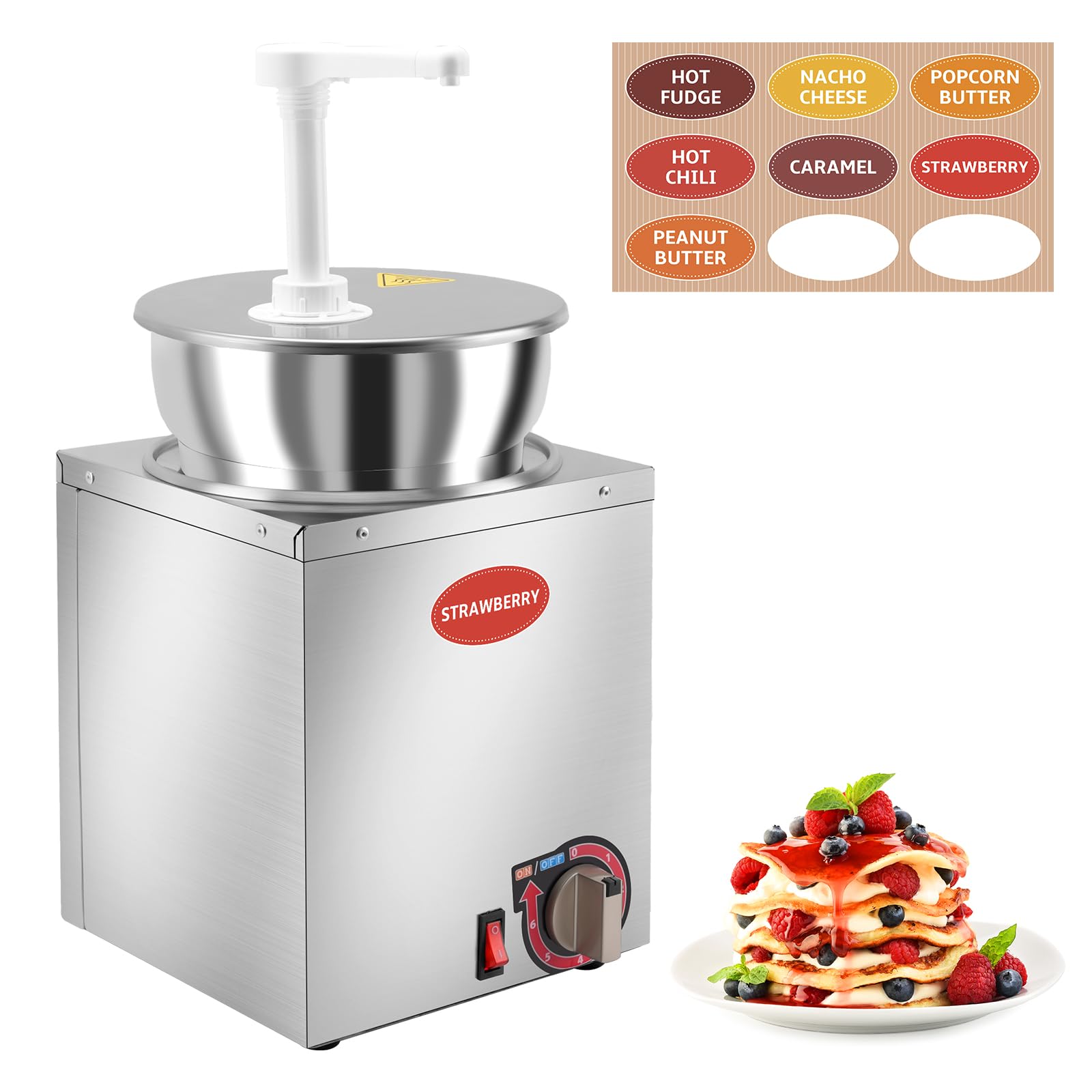 Electric Nacho Cheese Dispenser with Pump, 2.8Qt Nacho Cheese Warmer, Commercial Hot Fudge Warmer, 86~190? Adjustable Temp Nacho Cheese Sauce Warmer for Buffet Kitchen Cafeteria Home Party